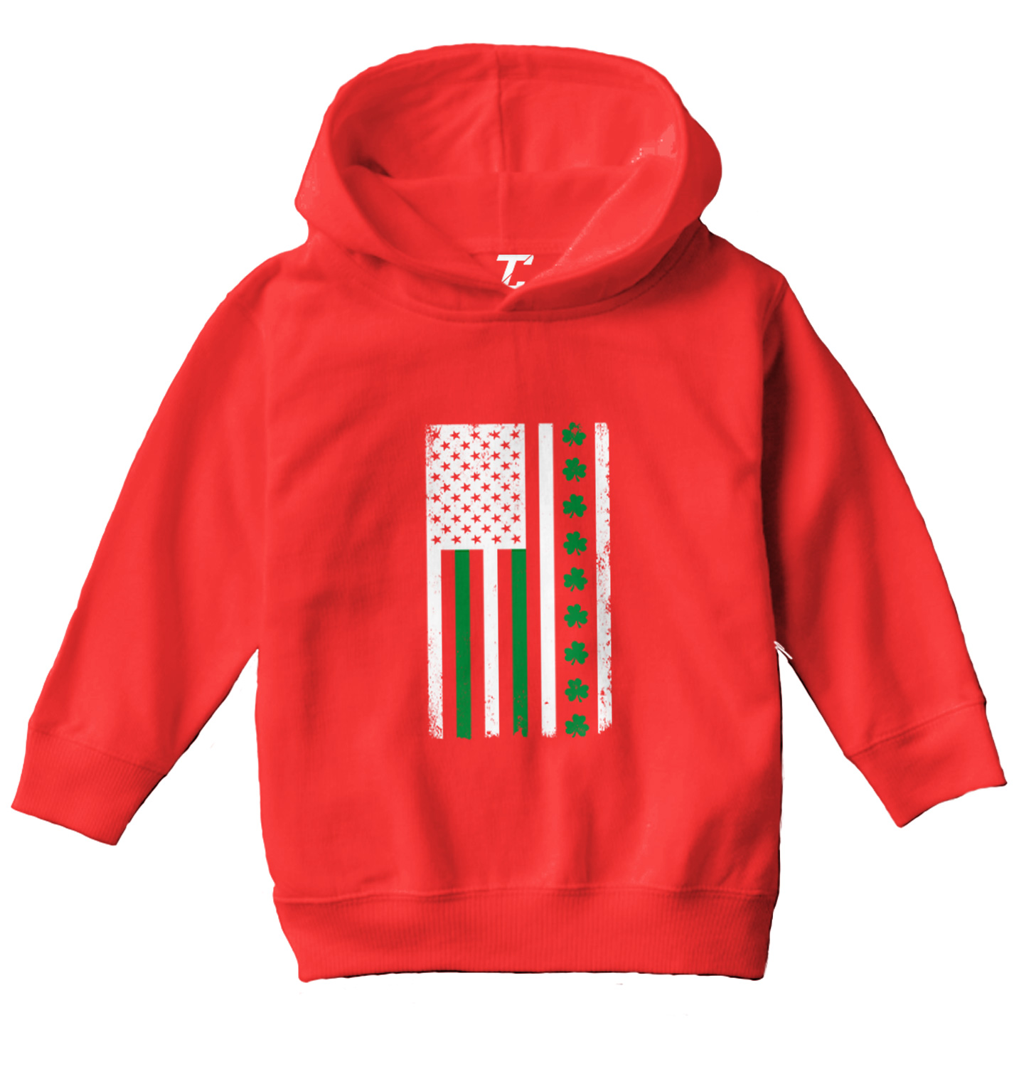 White American Flag With Shamrock Stripe - Irish Clover Toddler/Youth Hoodie - Picture 10 of 12