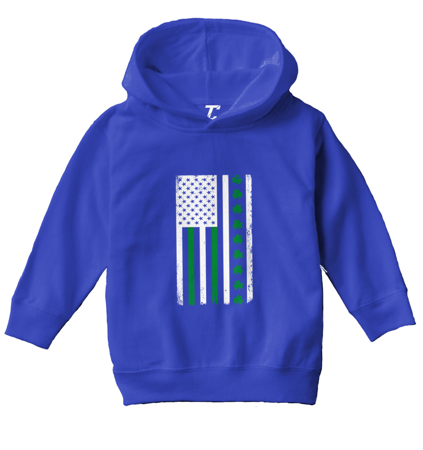 White American Flag With Shamrock Stripe - Irish Clover Toddler/Youth Hoodie - Picture 11 of 12