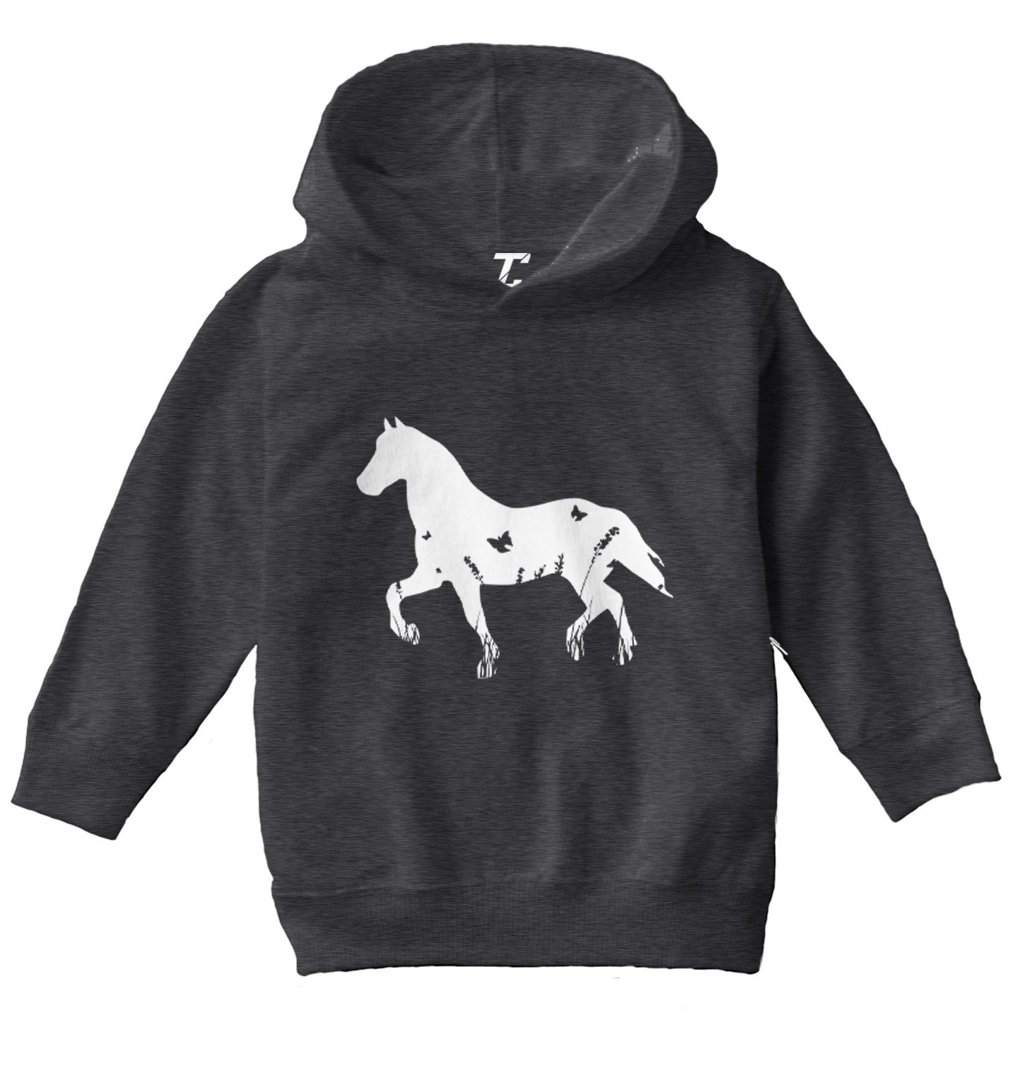 Horse Silhouette With Butterflies - Animal Lover Toddler/Youth Hoodie - Picture 3 of 12