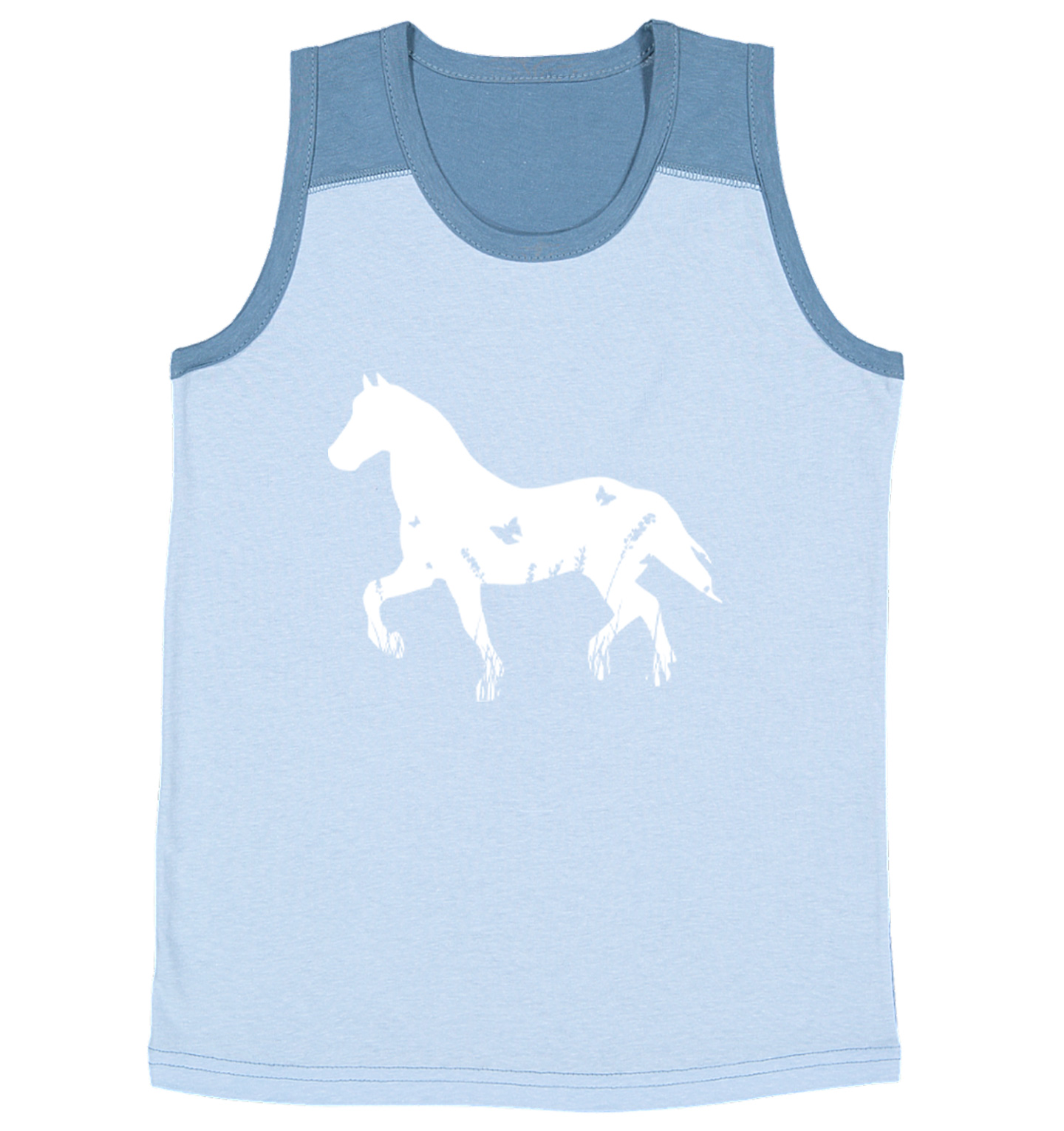 Horse Silhouette With Butterflies - Animal Lover Youth Contrast Tank Top - Picture 4 of 7