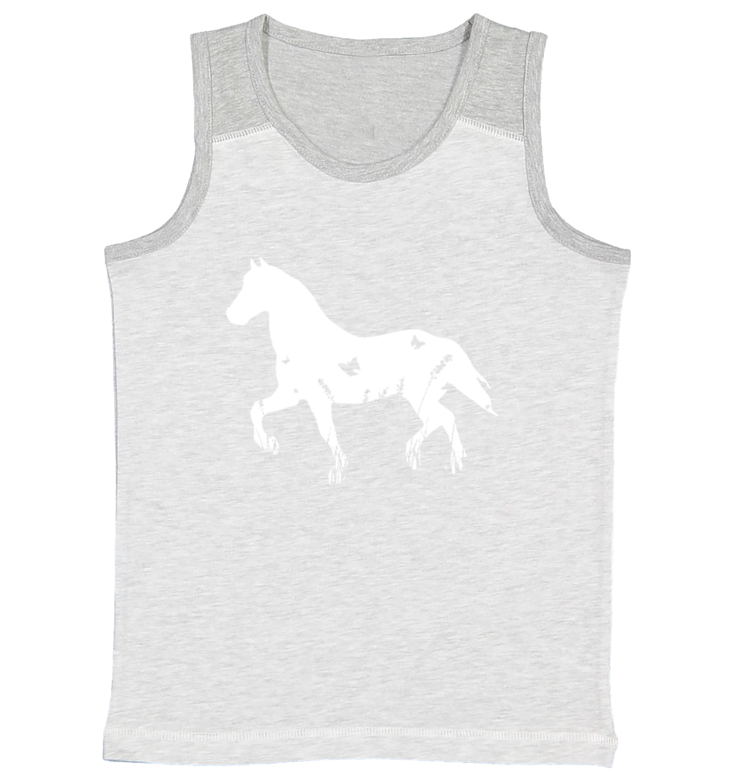 Horse Silhouette With Butterflies - Animal Lover Youth Contrast Tank Top - Picture 5 of 7