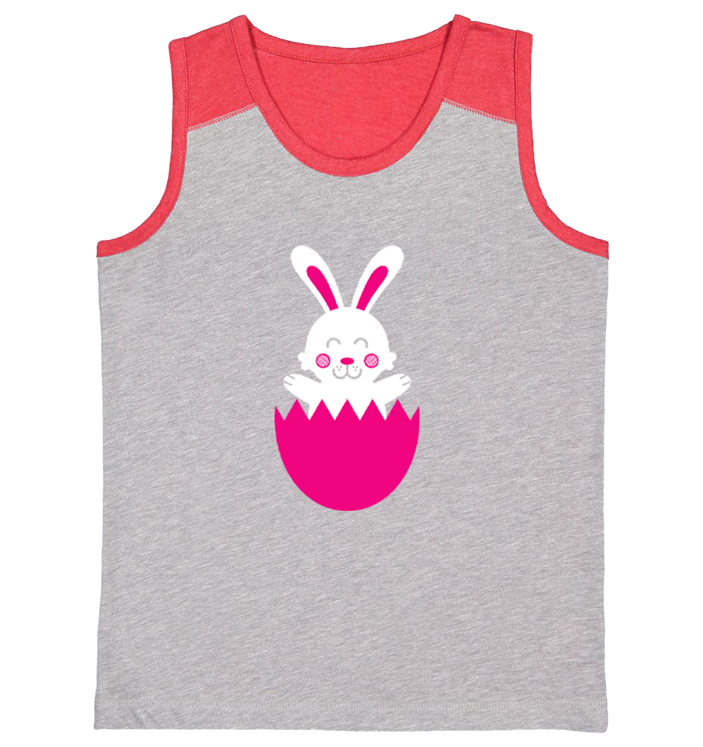 Easter Rabbit In Egg - Cute Adorable Bunny Holiday Youth Contrast Tank Top - Picture 7 of 7