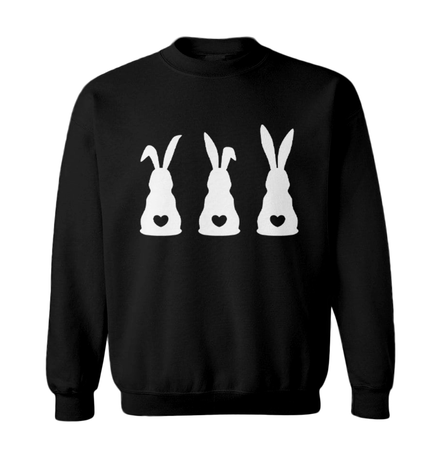 Three Rabbits With Heart Tails - Bunny Easter Holiday Toddler Crewneck Sweater - Picture 2 of 8