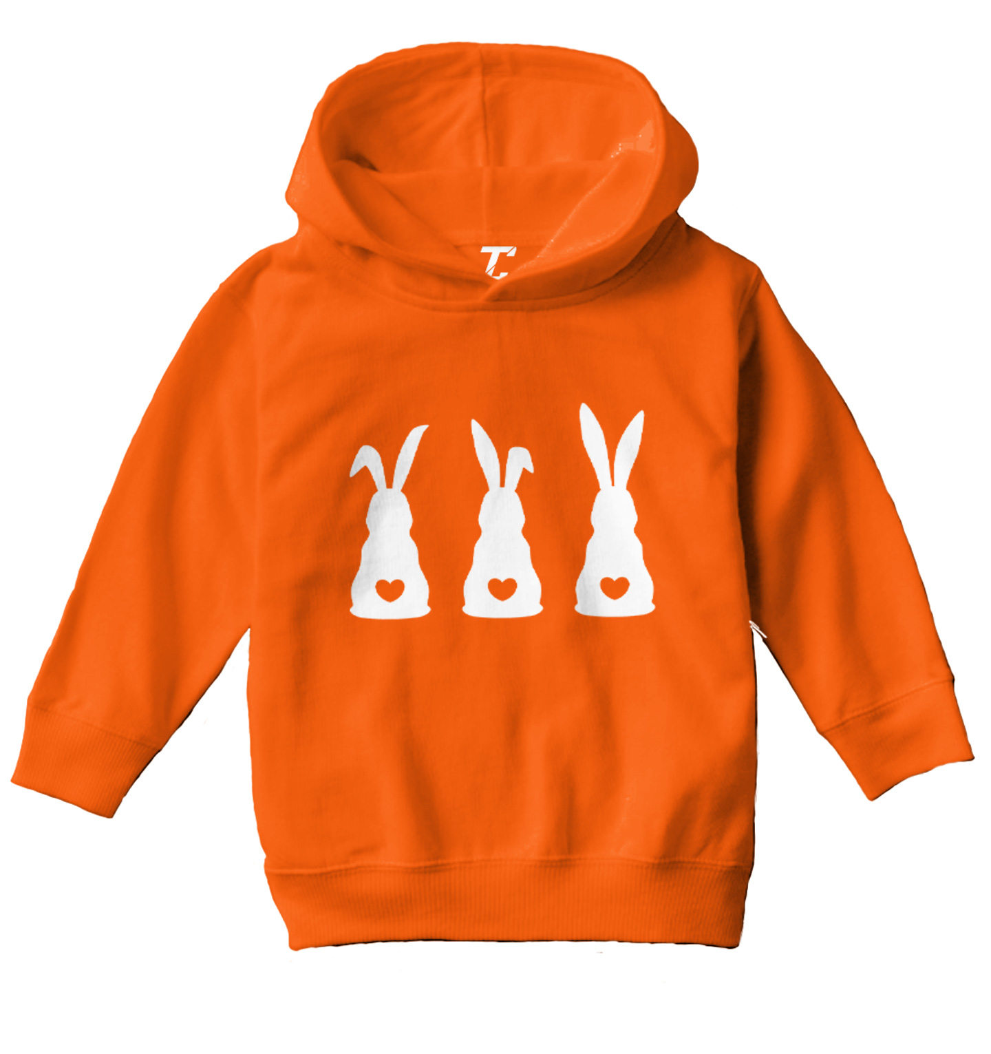 Three Rabbits With Heart Tails - Bunny Easter Holiday Toddler/Youth Hoodie - Picture 8 of 12