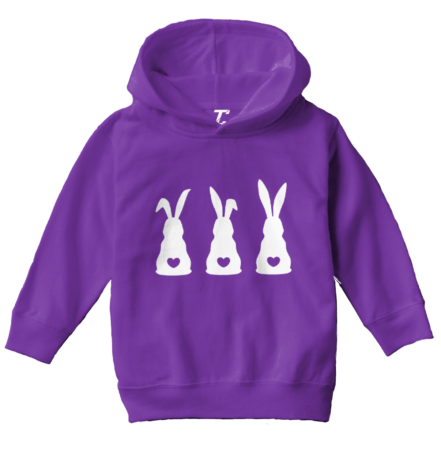 Three Rabbits With Heart Tails - Bunny Easter Holiday Toddler/Youth Hoodie - Picture 9 of 12