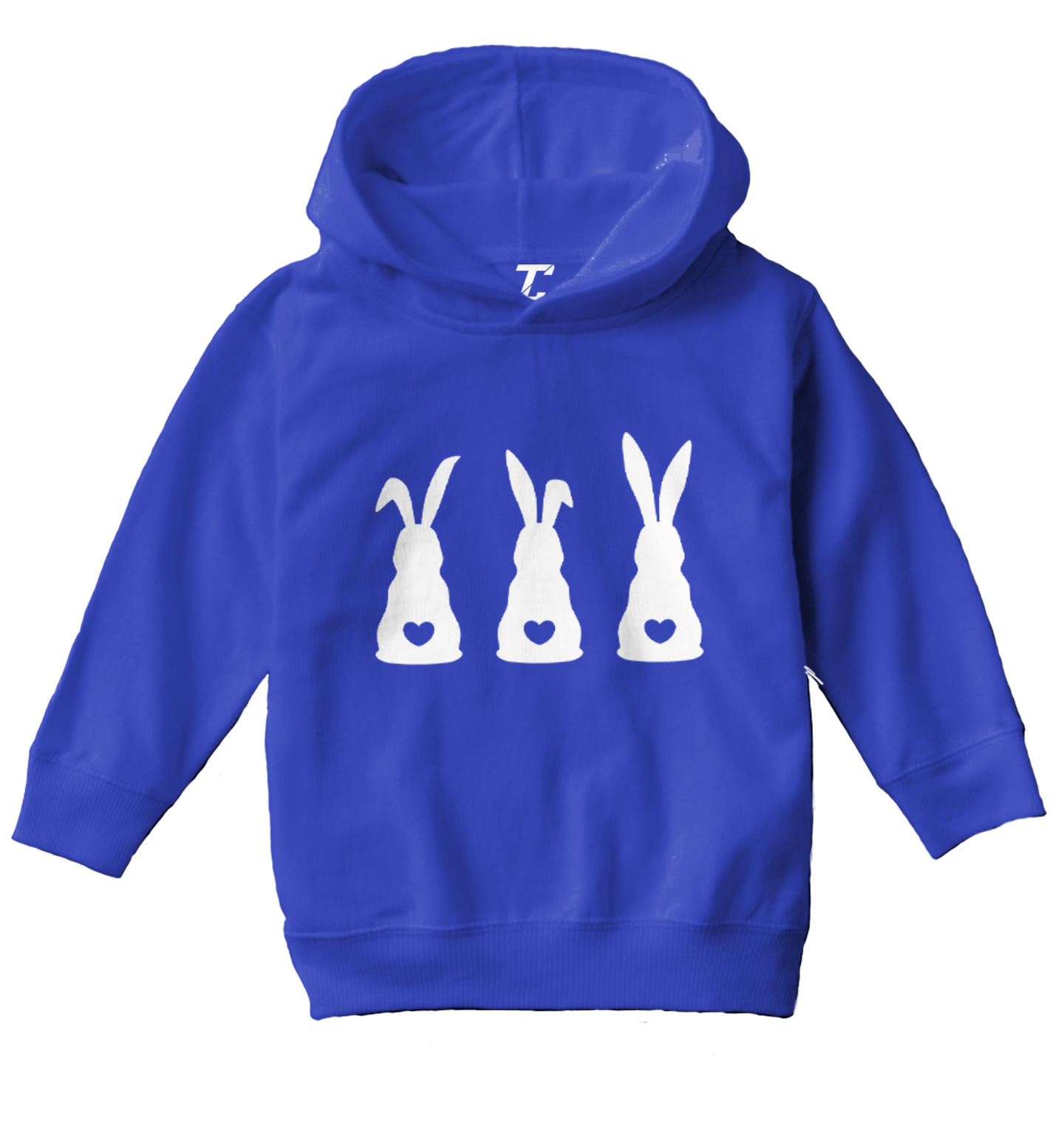 Three Rabbits With Heart Tails - Bunny Easter Holiday Toddler/Youth Hoodie - Picture 11 of 12