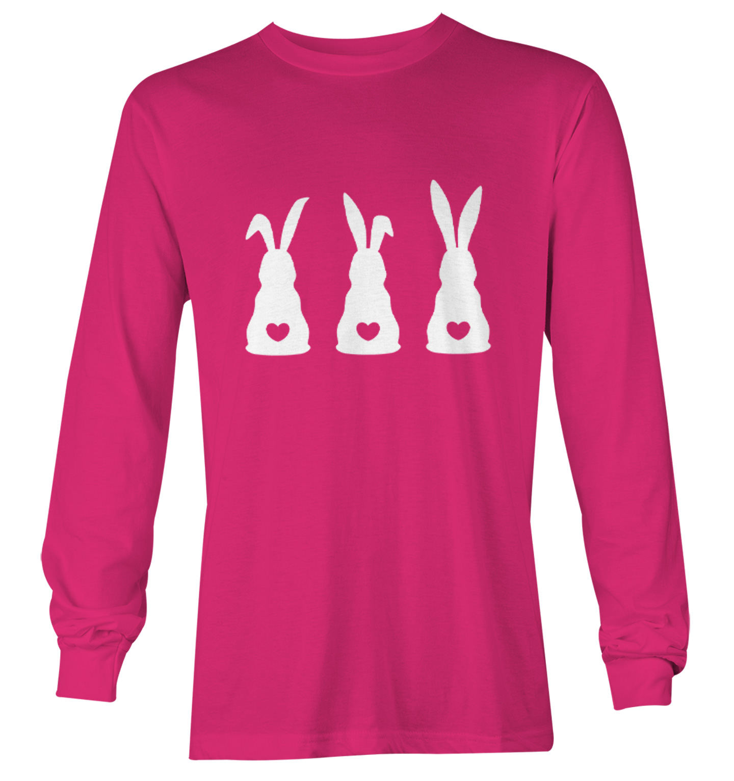 Three Rabbits With Heart Tails - Bunny Easter Holiday Youth T-Shirt - Picture 18 of 20