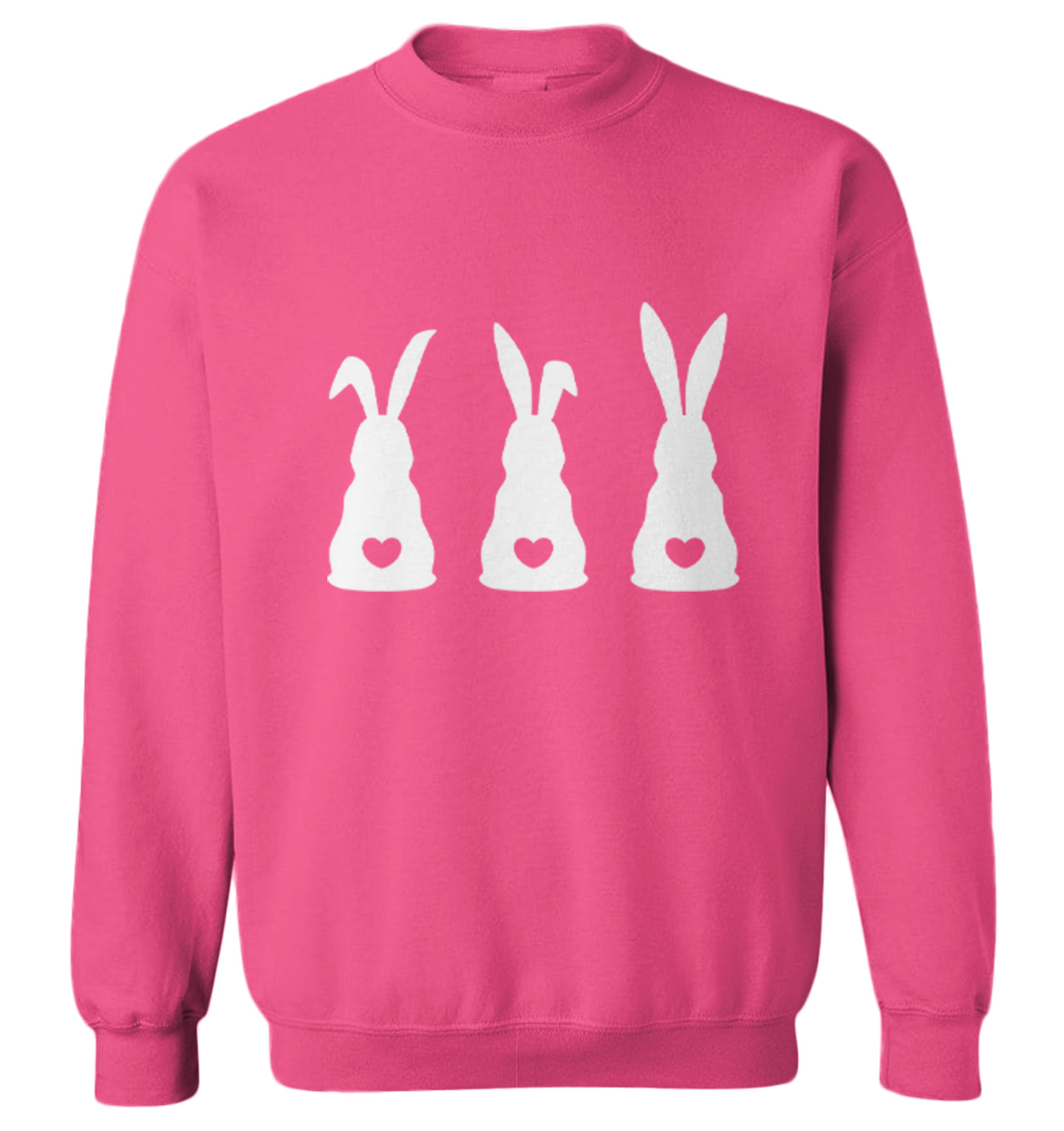 Three Rabbits With Heart Tails - Bunny Easter Holiday Toddler Crewneck Sweater - Picture 6 of 8