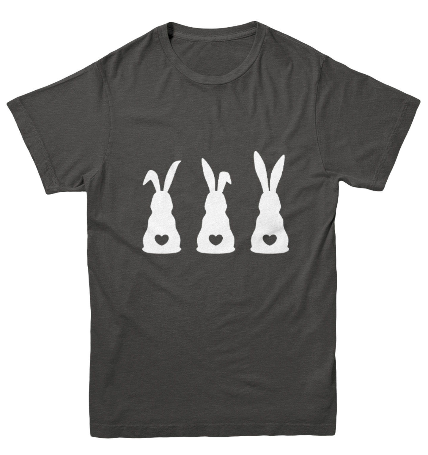 Three Rabbits With Heart Tails - Bunny Easter Holiday Youth T-Shirt - Picture 3 of 20