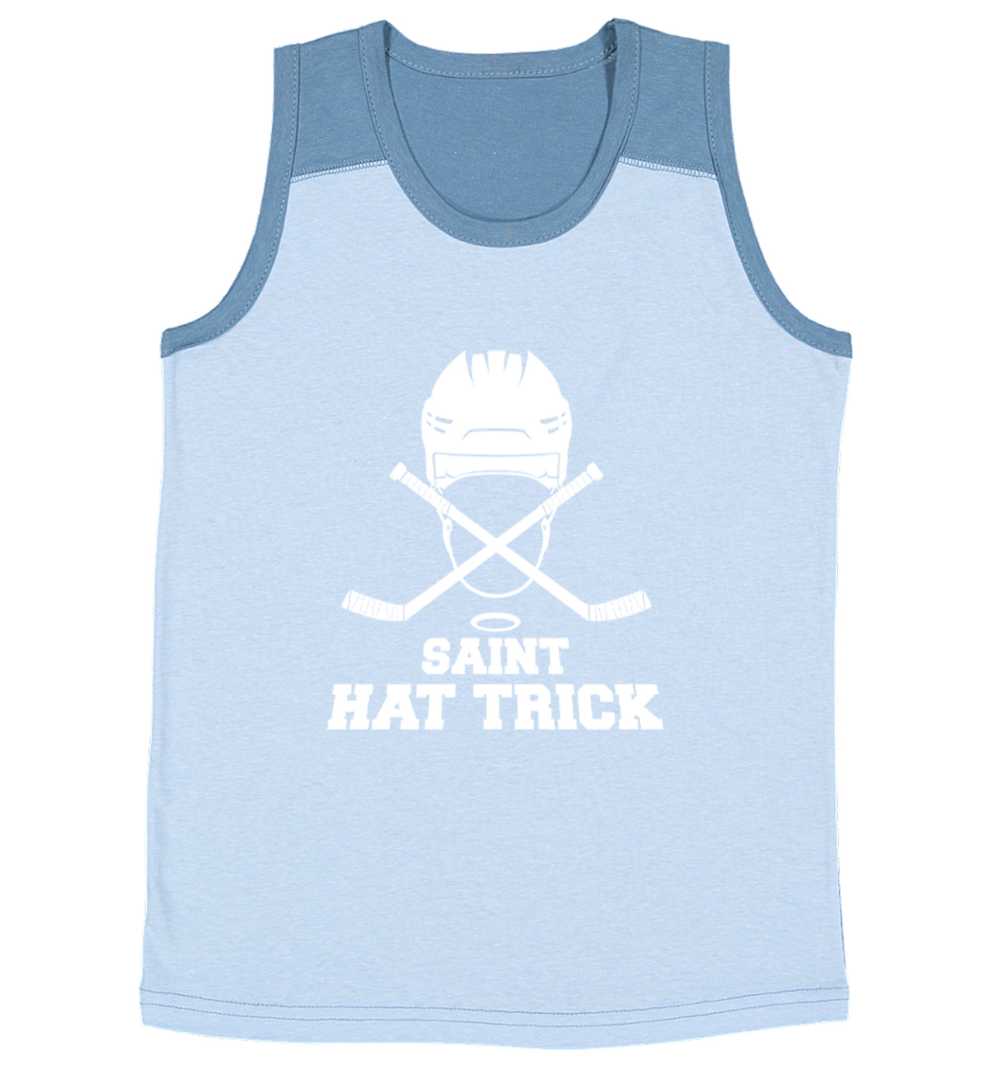 Saint Hat Trick - Hockey Sports Puck St. Patrick's Day Youth Contrast Tank Top - Picture 4 of 7