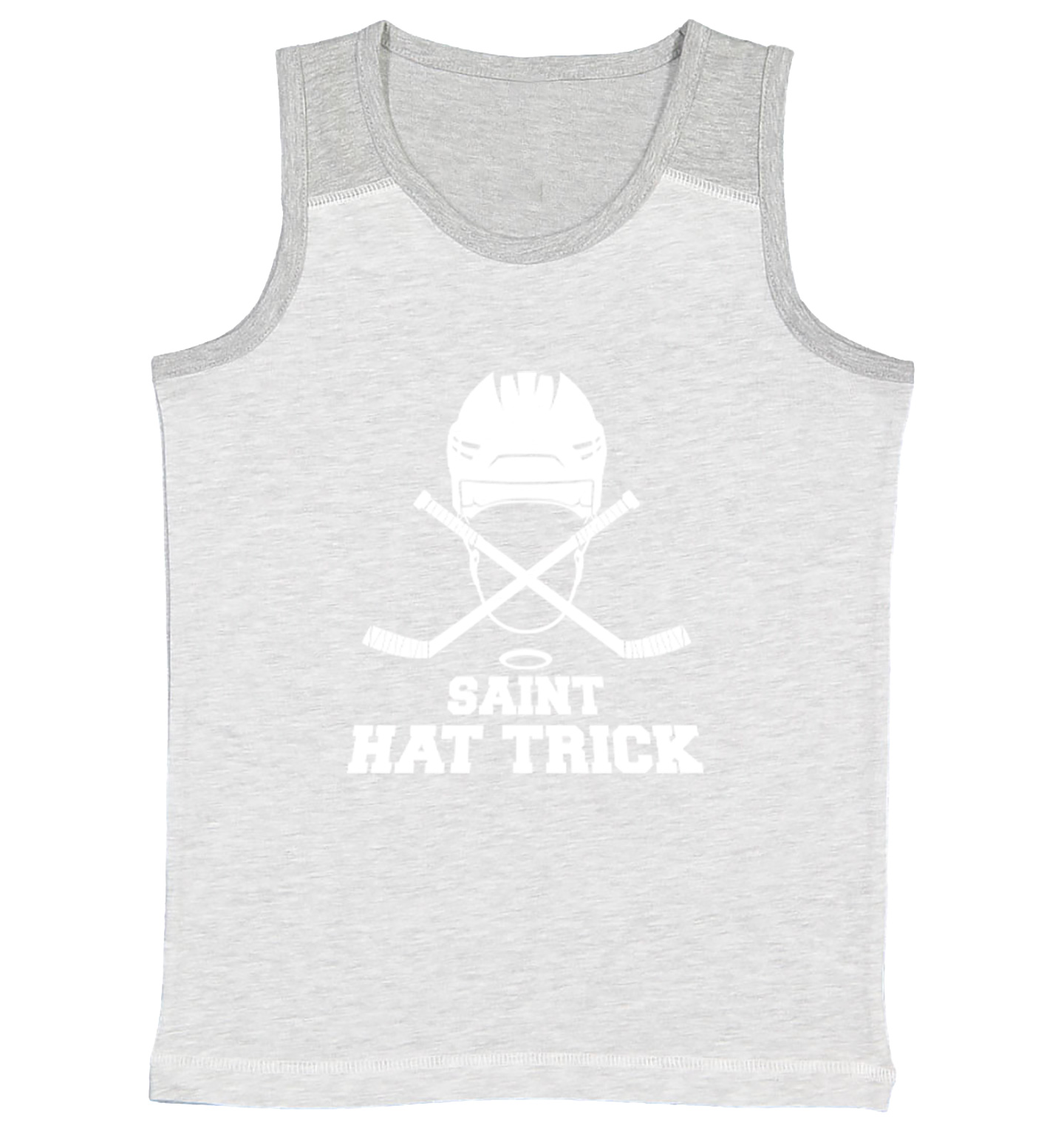 Saint Hat Trick - Hockey Sports Puck St. Patrick's Day Youth Contrast Tank Top - Picture 5 of 7