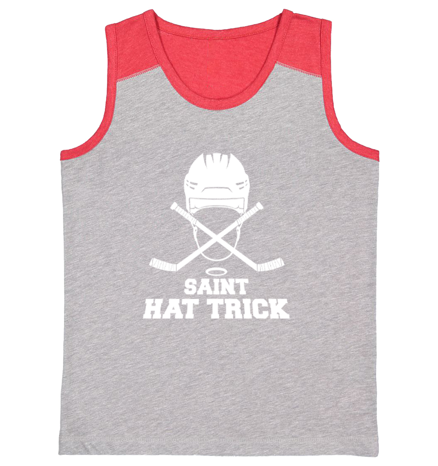 Saint Hat Trick - Hockey Sports Puck St. Patrick's Day Youth Contrast Tank Top - Picture 7 of 7