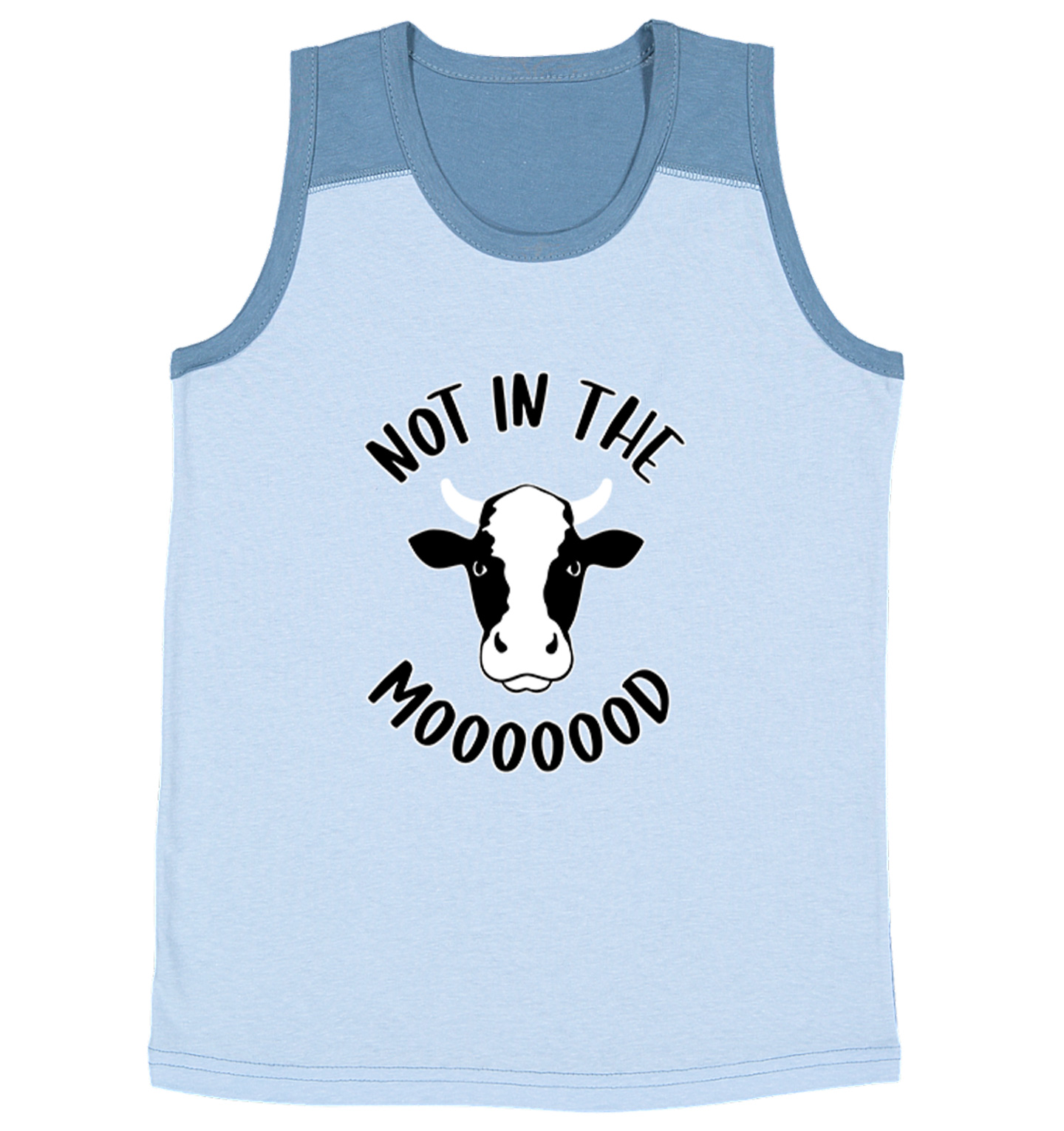 Not In The Mooooood - Funny Cow Cute Animal Lover Youth Contrast Tank Top - Picture 4 of 7