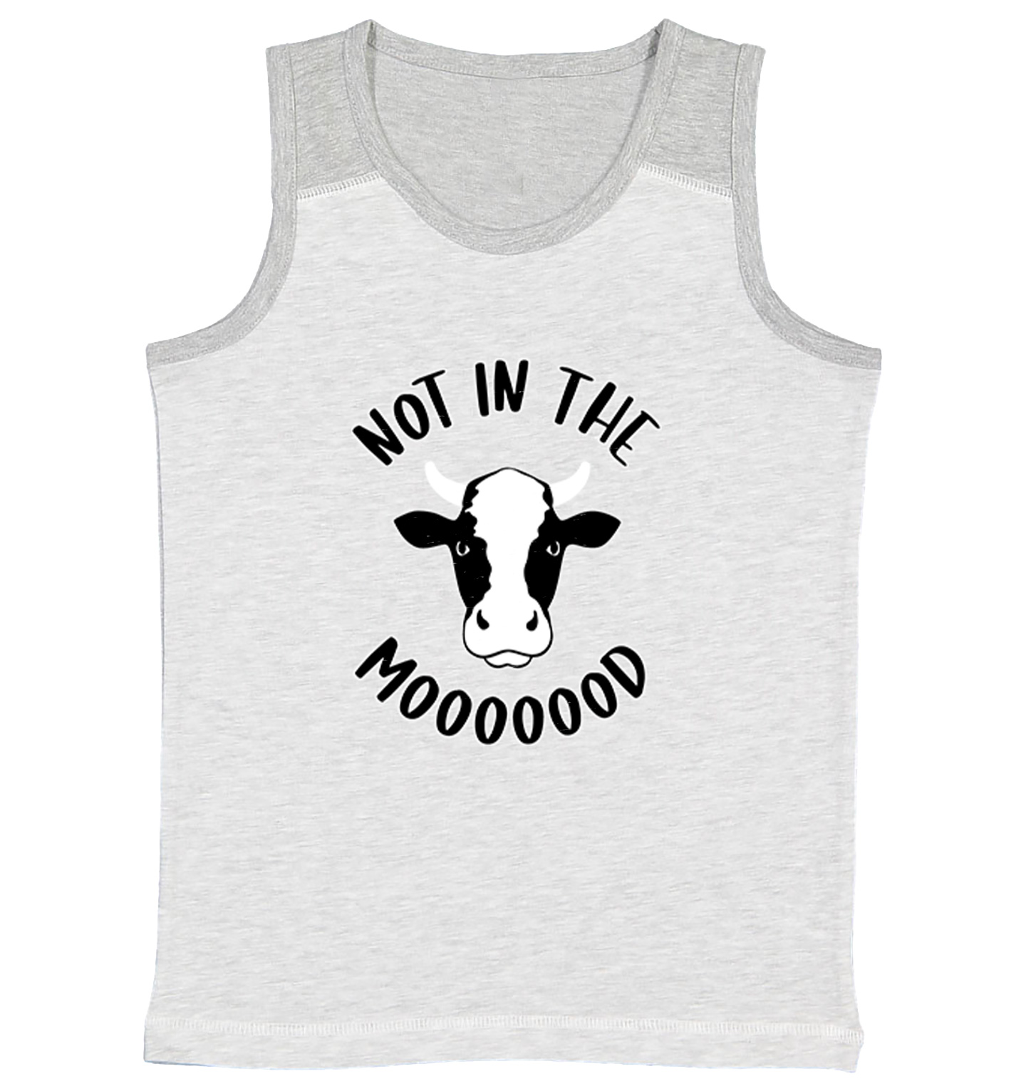 Not In The Mooooood - Funny Cow Cute Animal Lover Youth Contrast Tank Top - Picture 5 of 7