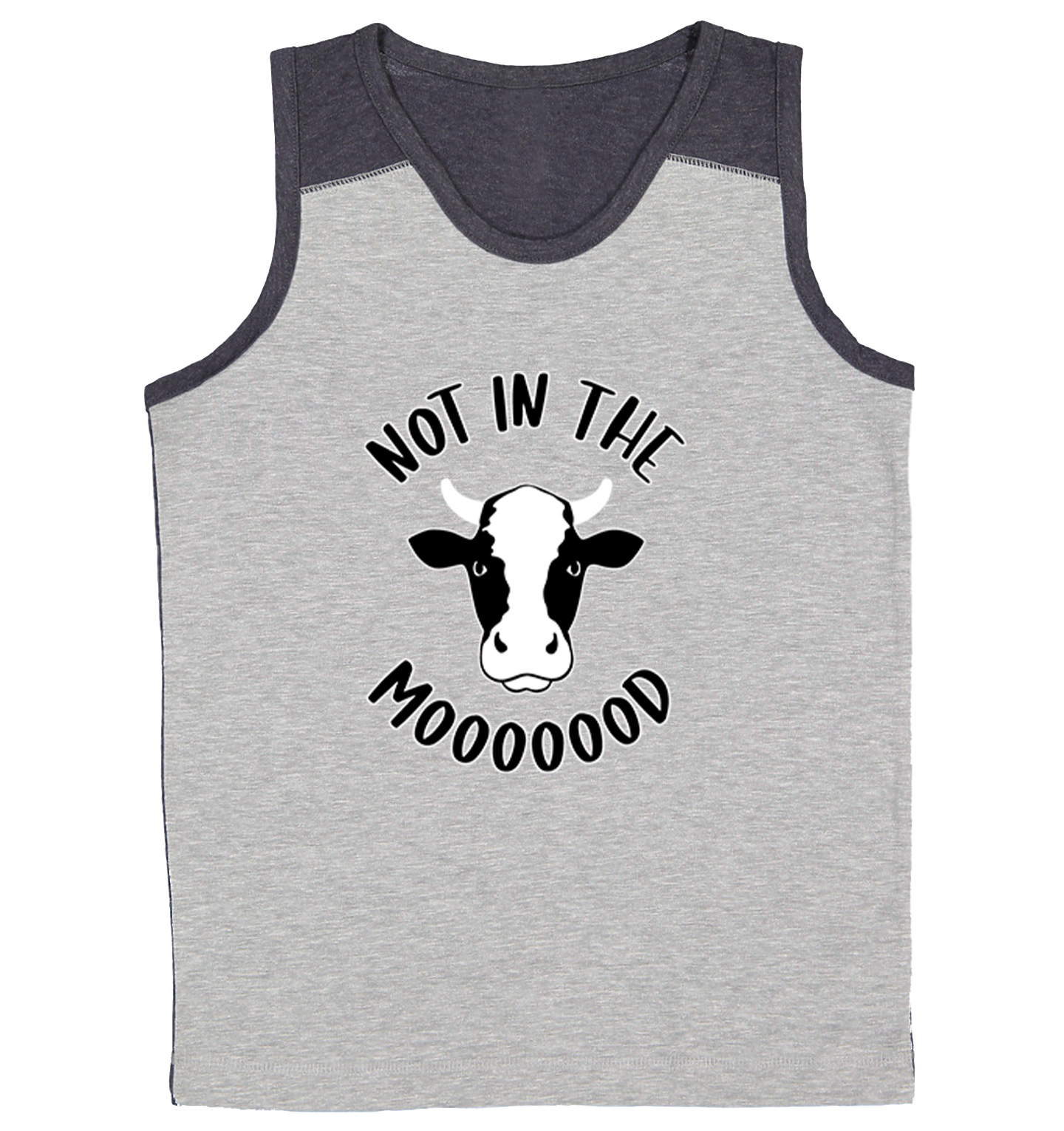 Not In The Mooooood - Funny Cow Cute Animal Lover Youth Contrast Tank Top - Picture 6 of 7