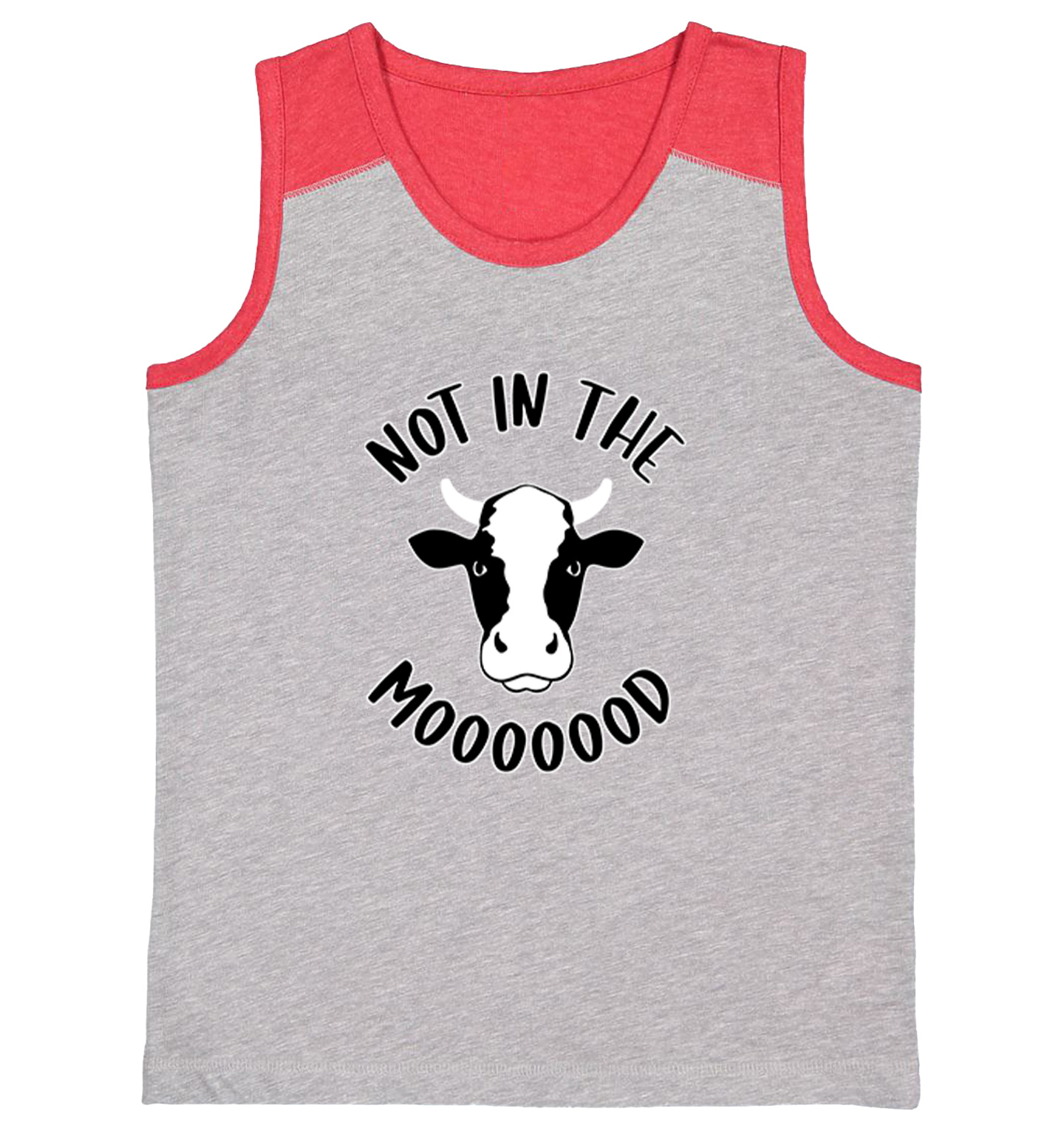 Not In The Mooooood - Funny Cow Cute Animal Lover Youth Contrast Tank Top - Picture 7 of 7