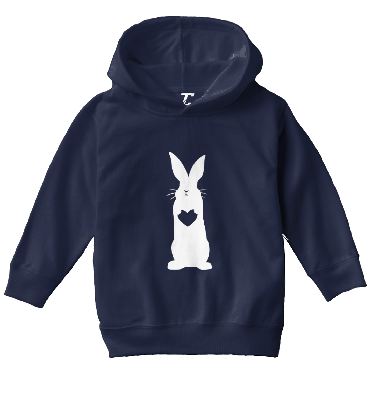Rabbit With Heart Silhouette - Easter Bunny Love Cute Toddler/Youth Hoodie - Picture 7 of 12