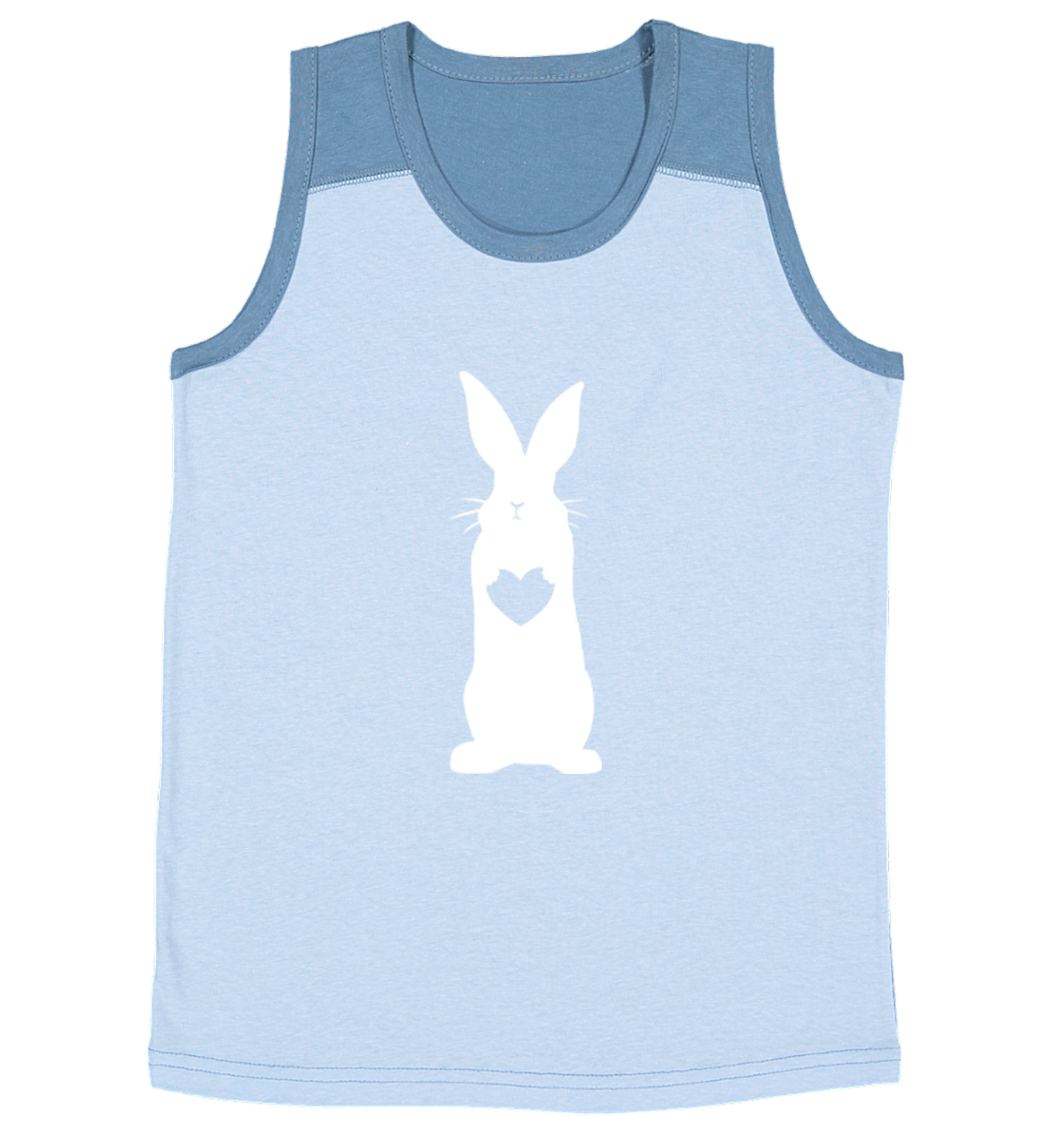 Rabbit With Heart Silhouette - Easter Bunny Love Cute Youth Contrast Tank Top - Picture 4 of 7