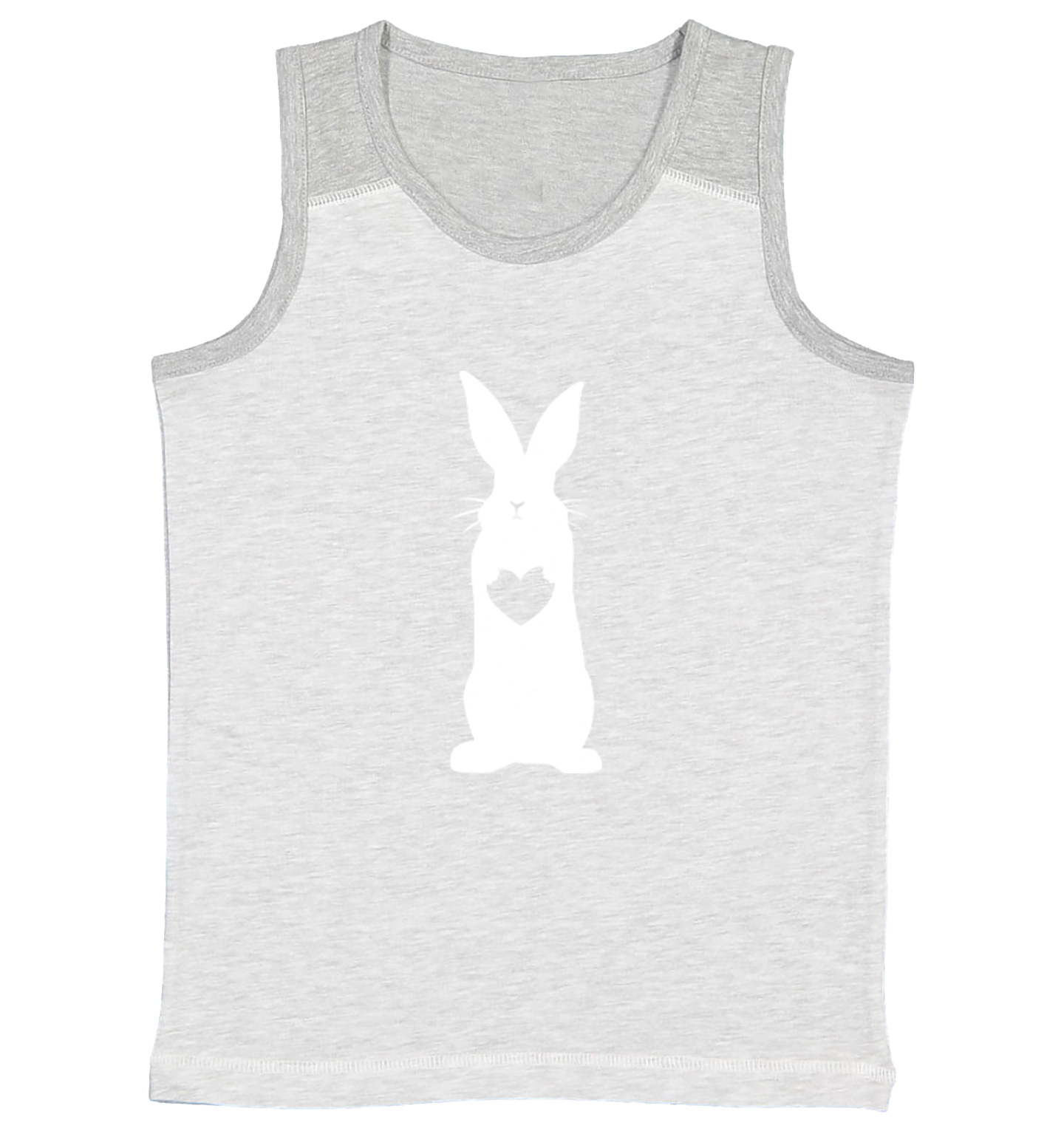 Rabbit With Heart Silhouette - Easter Bunny Love Cute Youth Contrast Tank Top - Picture 5 of 7
