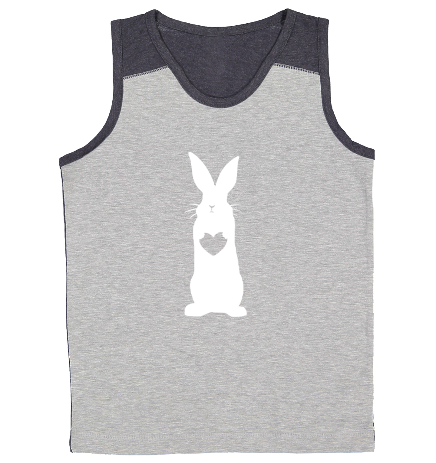 Rabbit With Heart Silhouette - Easter Bunny Love Cute Youth Contrast Tank Top - Picture 6 of 7