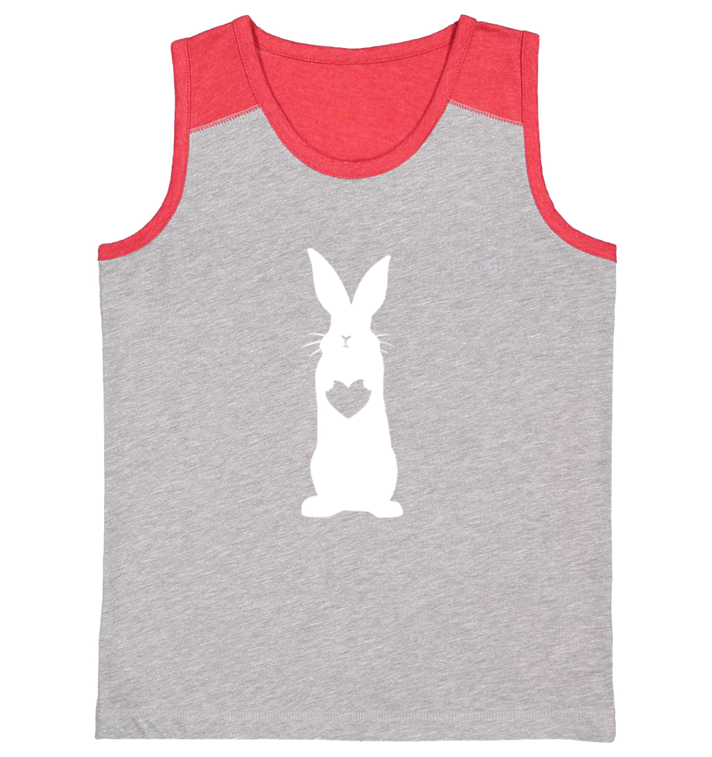 Rabbit With Heart Silhouette - Easter Bunny Love Cute Youth Contrast Tank Top - Picture 7 of 7