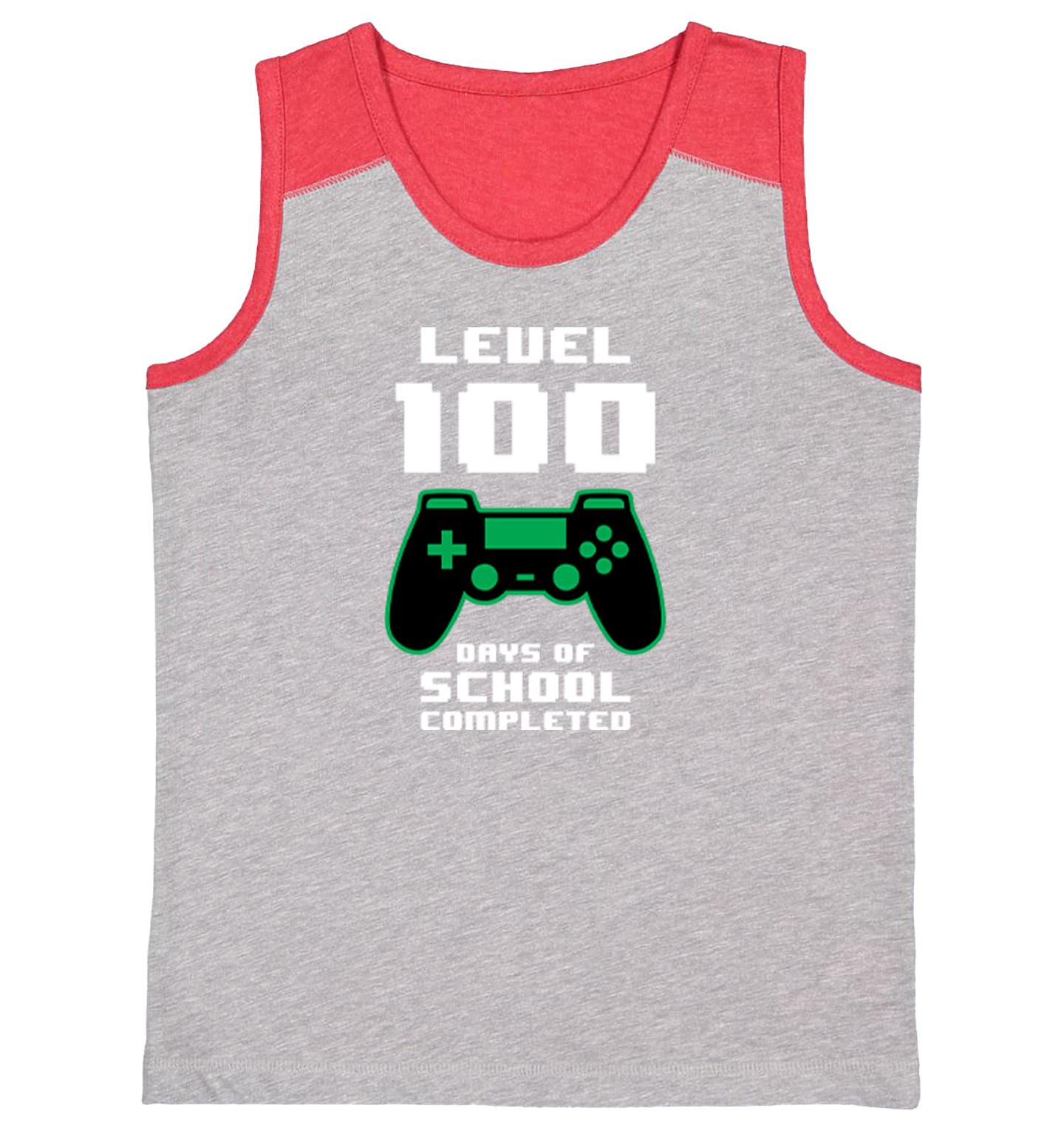 Level 100 Days Of School Completed - Student Gamer Youth Contrast Tank Top - Picture 7 of 7