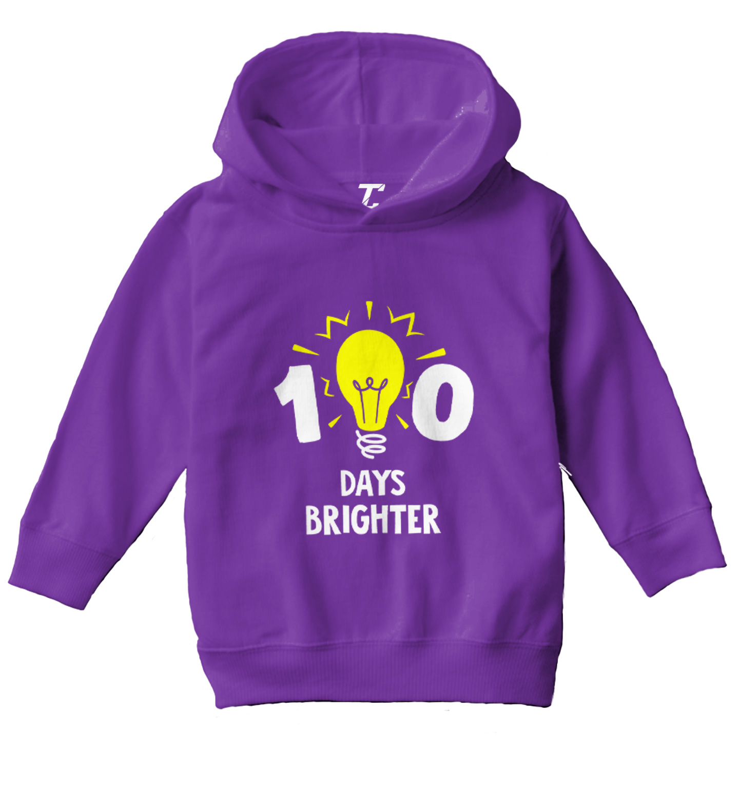 100 Days Brighter - Lightbulb Bright Student School Toddler/Youth Hoodie - Picture 9 of 12