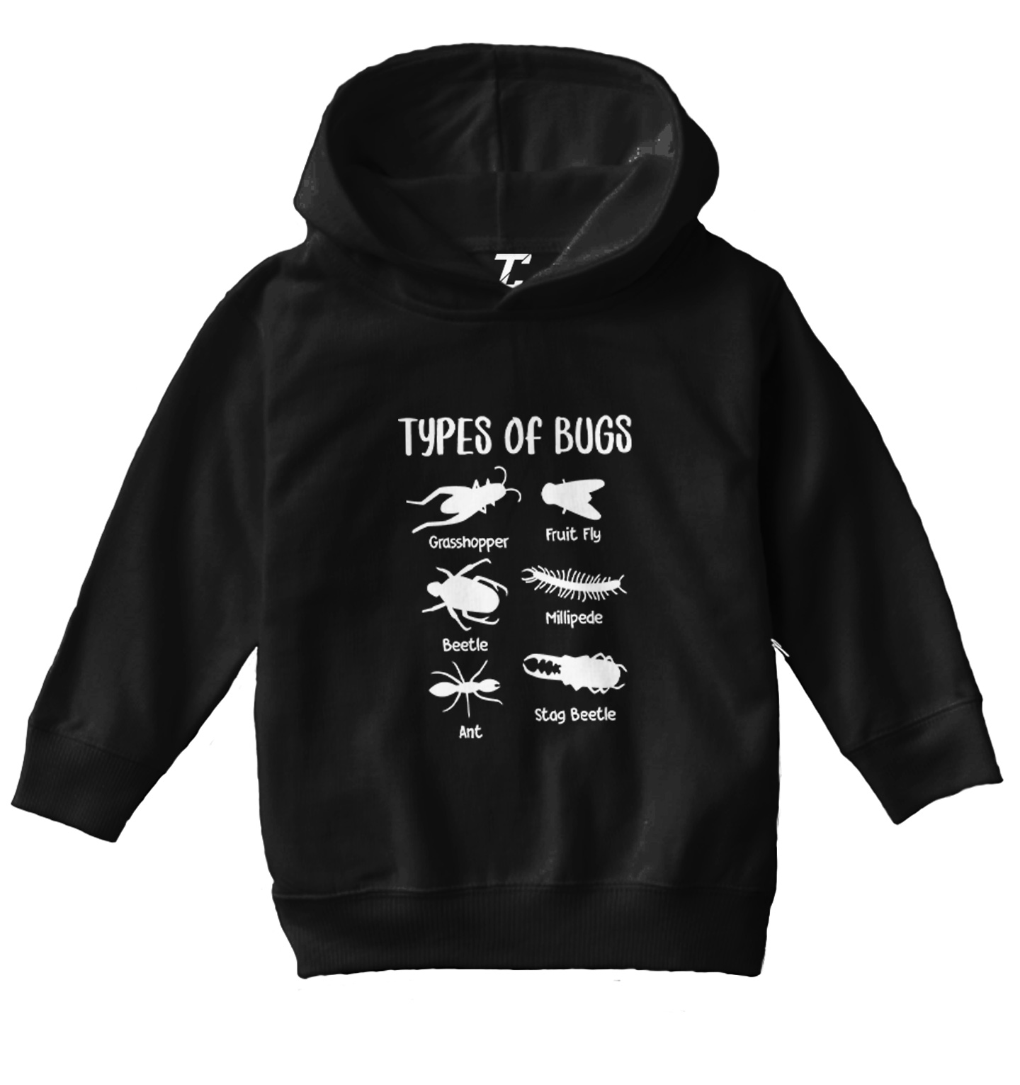 Types Of Bugs - Insects Cool Grasshopper Ant Beetle Toddler/Youth Hoodie - Picture 2 of 12