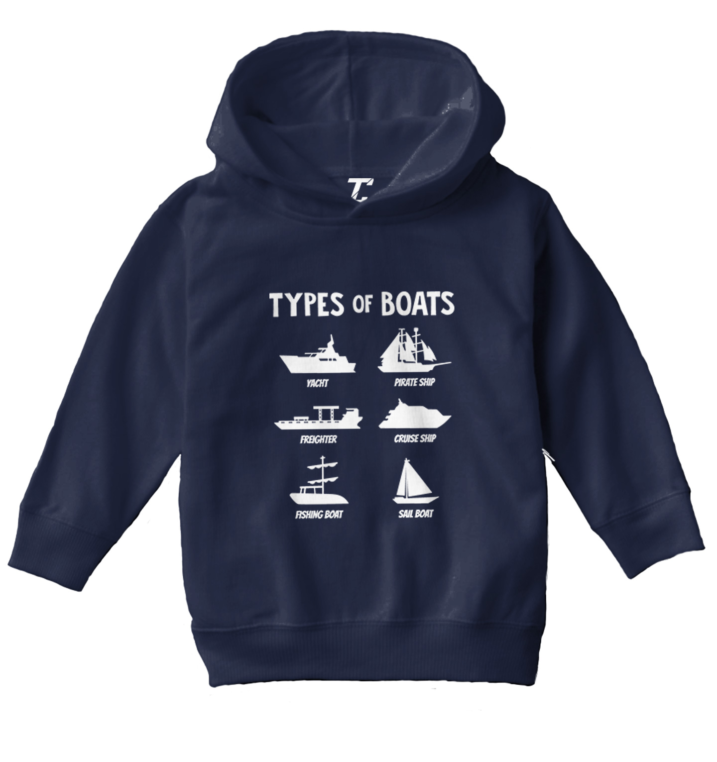 Types of Boats - Yacht Sail Fishing Summer Ocean Water Toddler/Youth Hoodie - Picture 7 of 12
