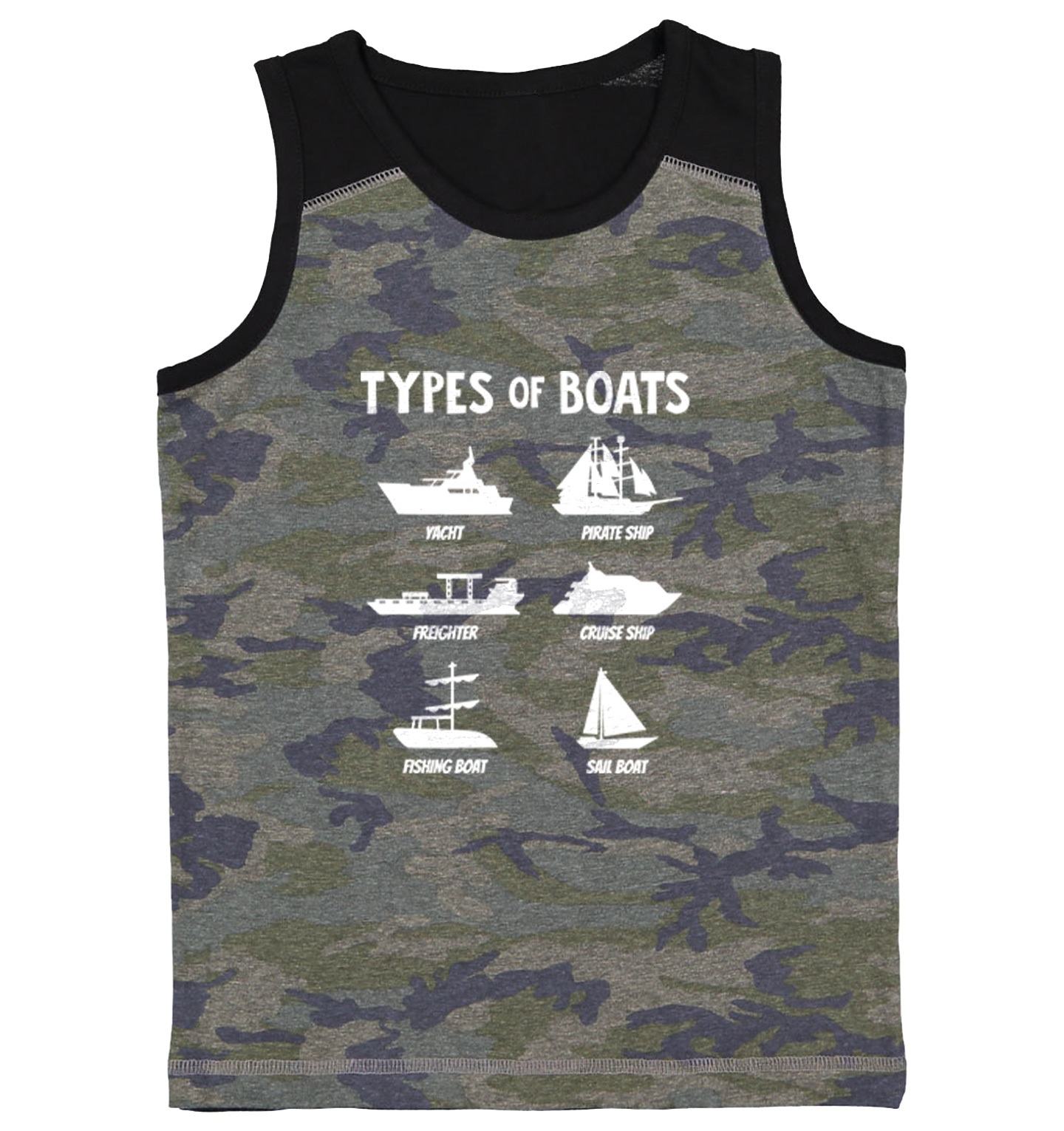 Types of Boats - Yacht Sail Fishing Summer Ocean Water Youth Contrast Tank Top - Picture 2 of 7