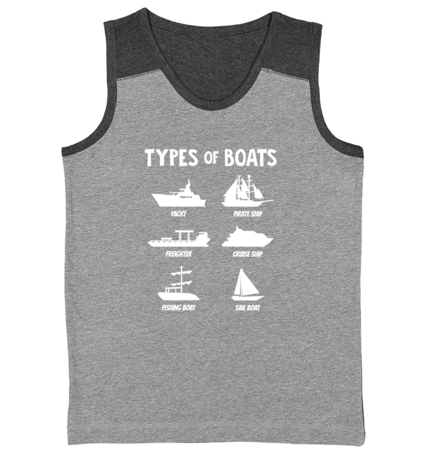 Types of Boats - Yacht Sail Fishing Summer Ocean Water Youth Contrast Tank Top - Picture 3 of 7