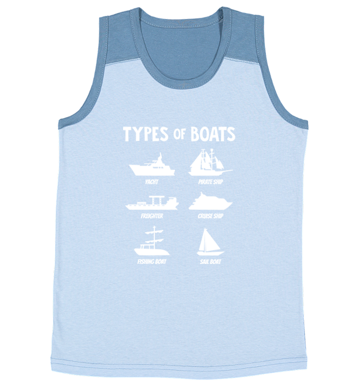 Types of Boats - Yacht Sail Fishing Summer Ocean Water Youth Contrast Tank Top - Picture 4 of 7