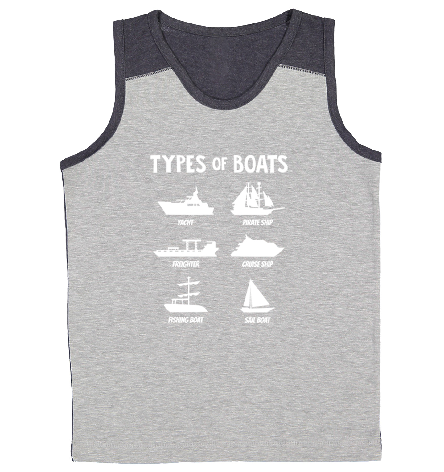 Types of Boats - Yacht Sail Fishing Summer Ocean Water Youth Contrast Tank Top - Picture 6 of 7