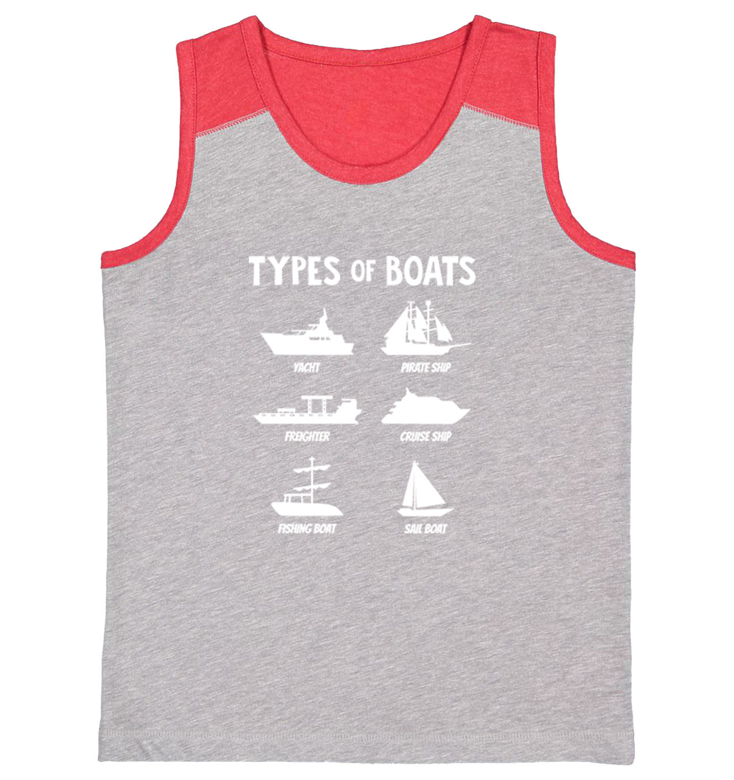Types of Boats - Yacht Sail Fishing Summer Ocean Water Youth Contrast Tank Top - Picture 7 of 7