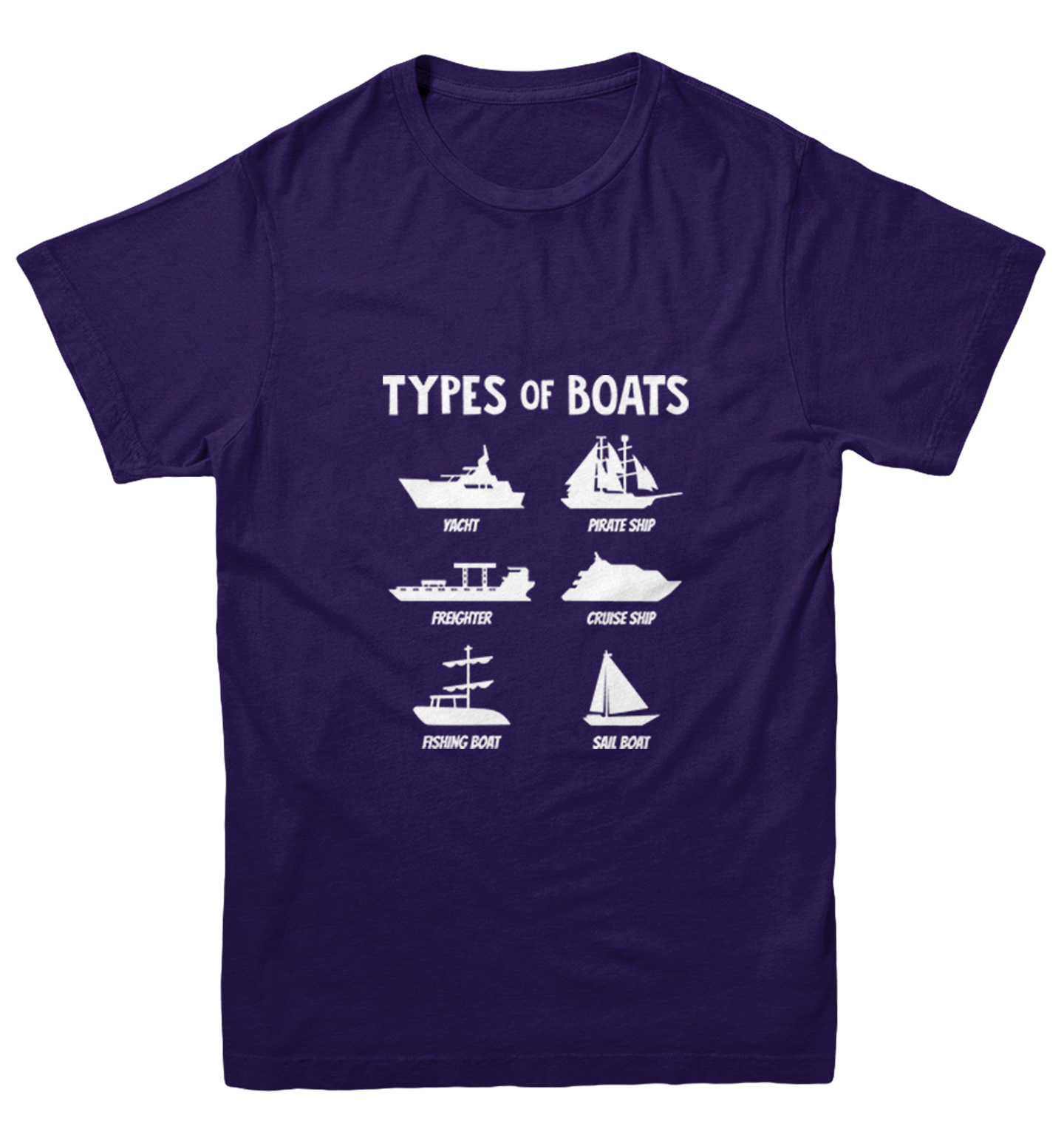 Types of Boats - Yacht Sail Fishing Summer Ocean Water Youth T-Shirt - Picture 10 of 20