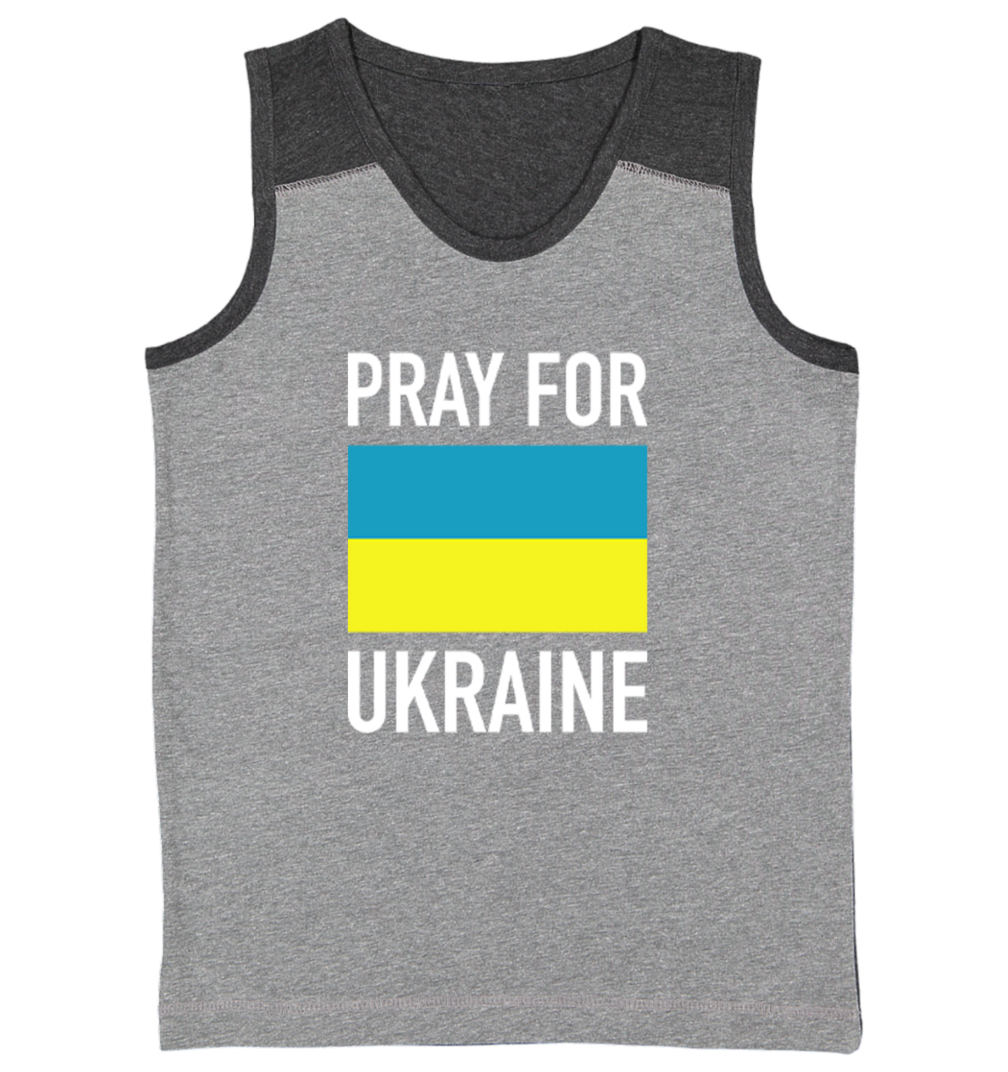 Pray For Ukraine - Ukrainian Country Pride Proud No War Youth Contrast Tank Top - Picture 3 of 7