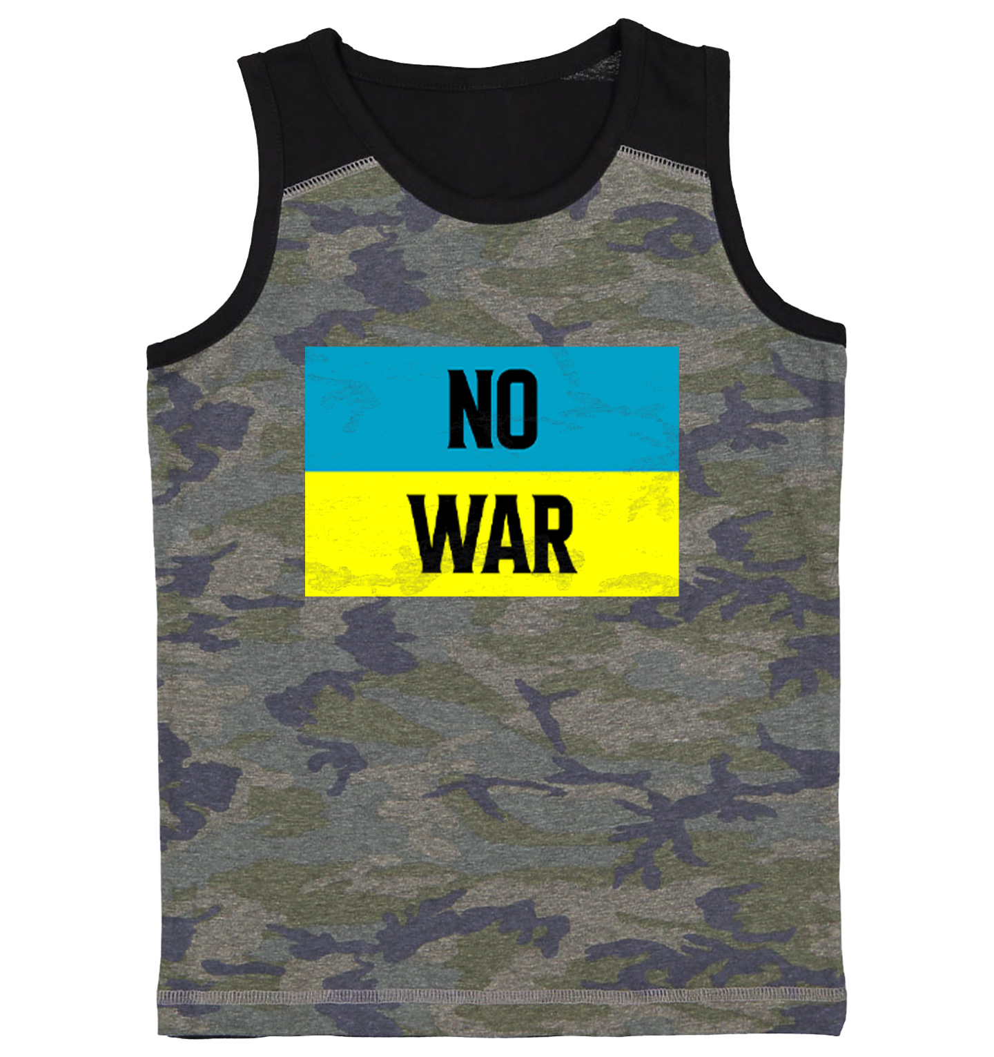 No War - Ukraine Flag Peace Ukrainian Pride Support Youth Contrast Tank Top - Picture 2 of 7