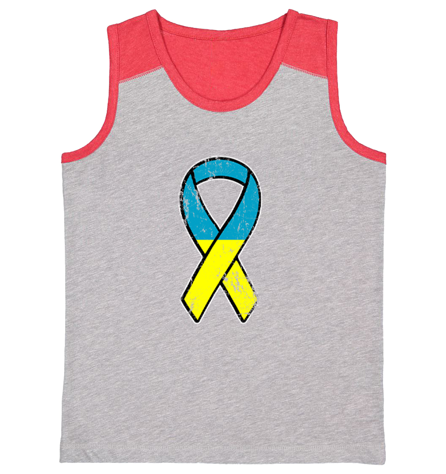 Ukrainian Ribbon - Pray For Ukraine Pride Proud Peace Youth Contrast Tank Top - Picture 7 of 7