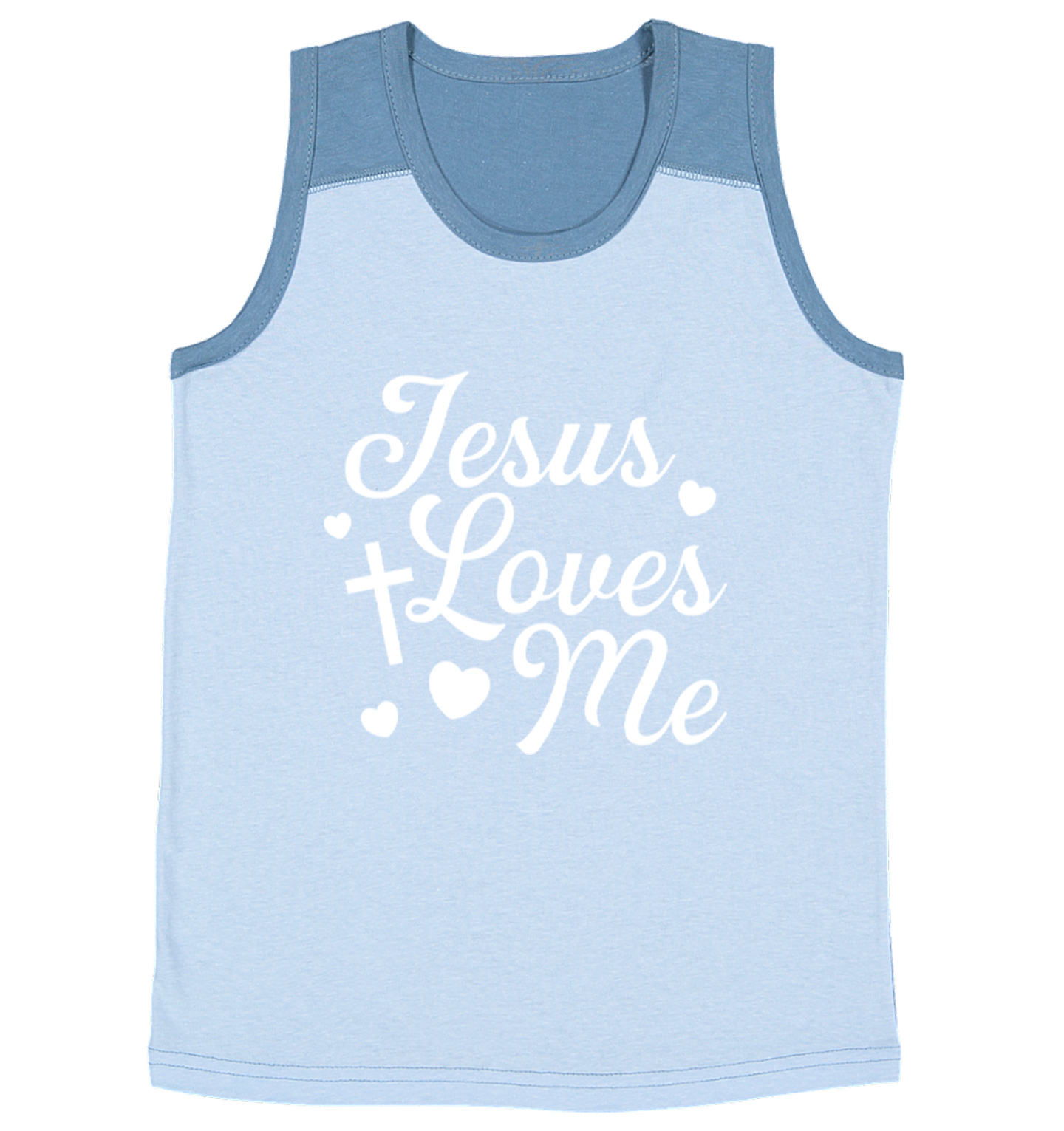 Jesus Loves Me - Religious Cross God Christ Love Church Youth Contrast Tank Top - Picture 4 of 7