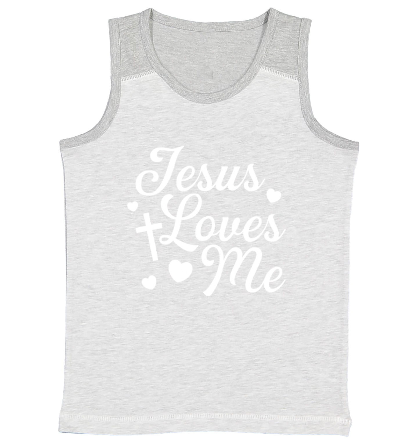Jesus Loves Me - Religious Cross God Christ Love Church Youth Contrast Tank Top - Picture 5 of 7