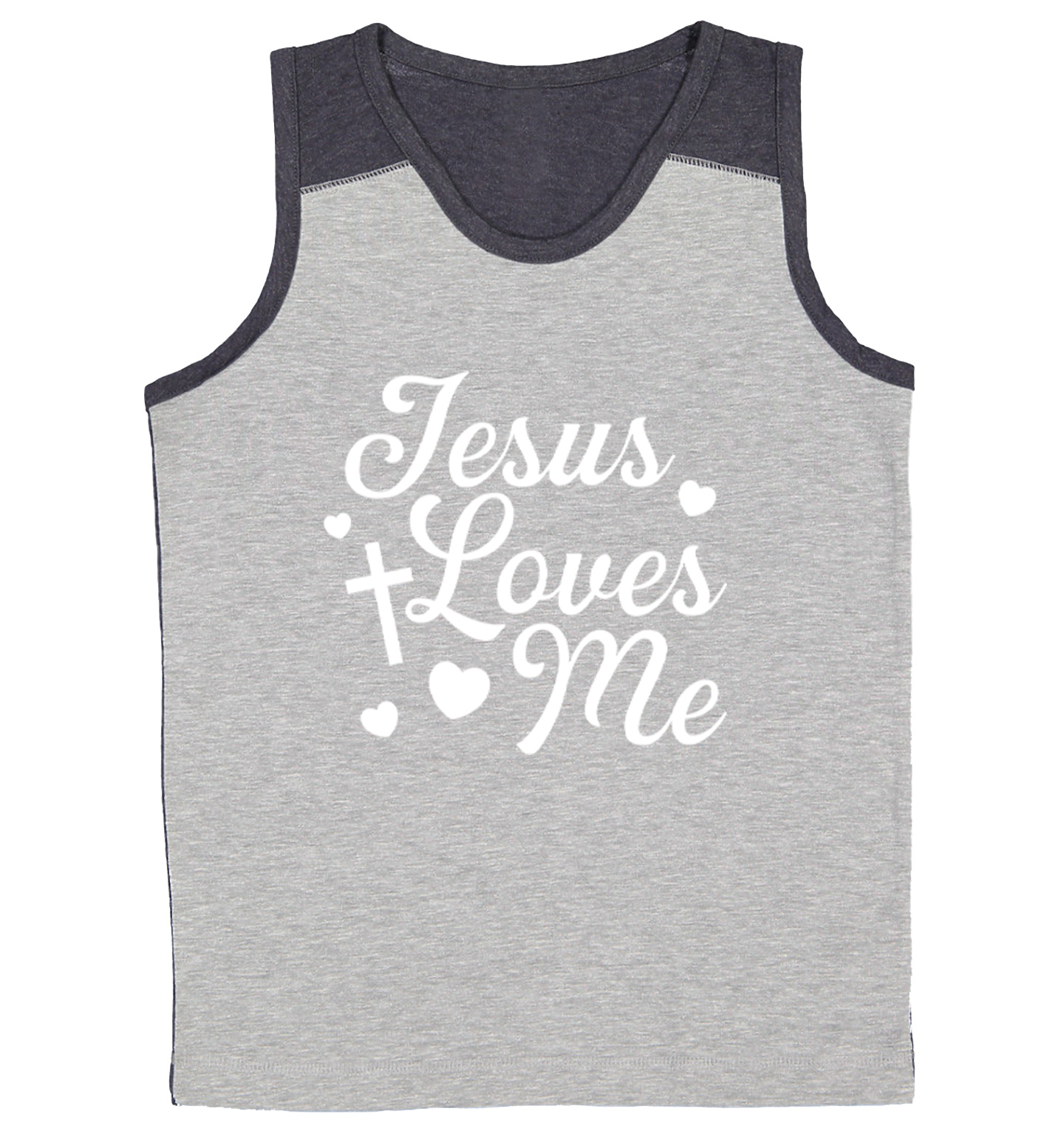 Jesus Loves Me - Religious Cross God Christ Love Church Youth Contrast Tank Top - Picture 6 of 7