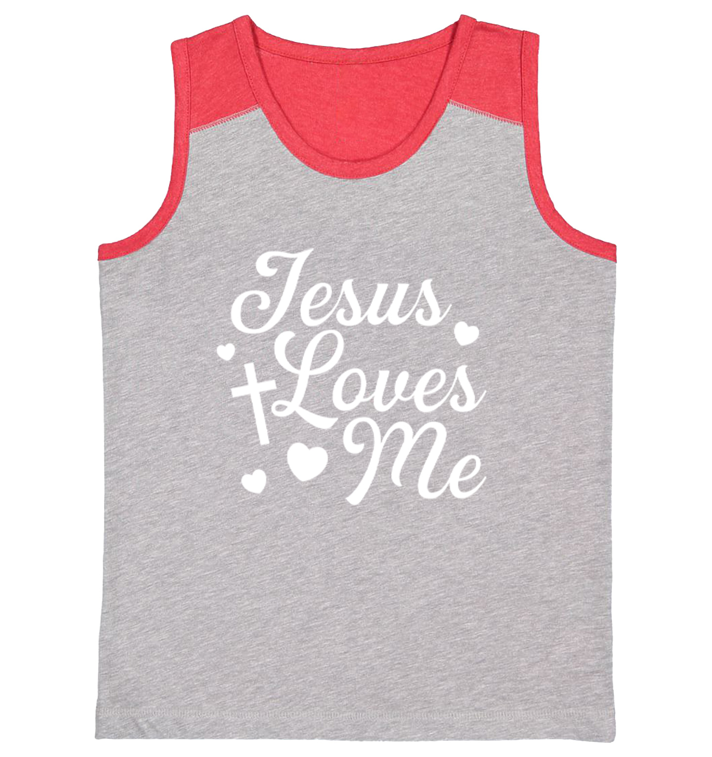 Jesus Loves Me - Religious Cross God Christ Love Church Youth Contrast Tank Top - Picture 7 of 7