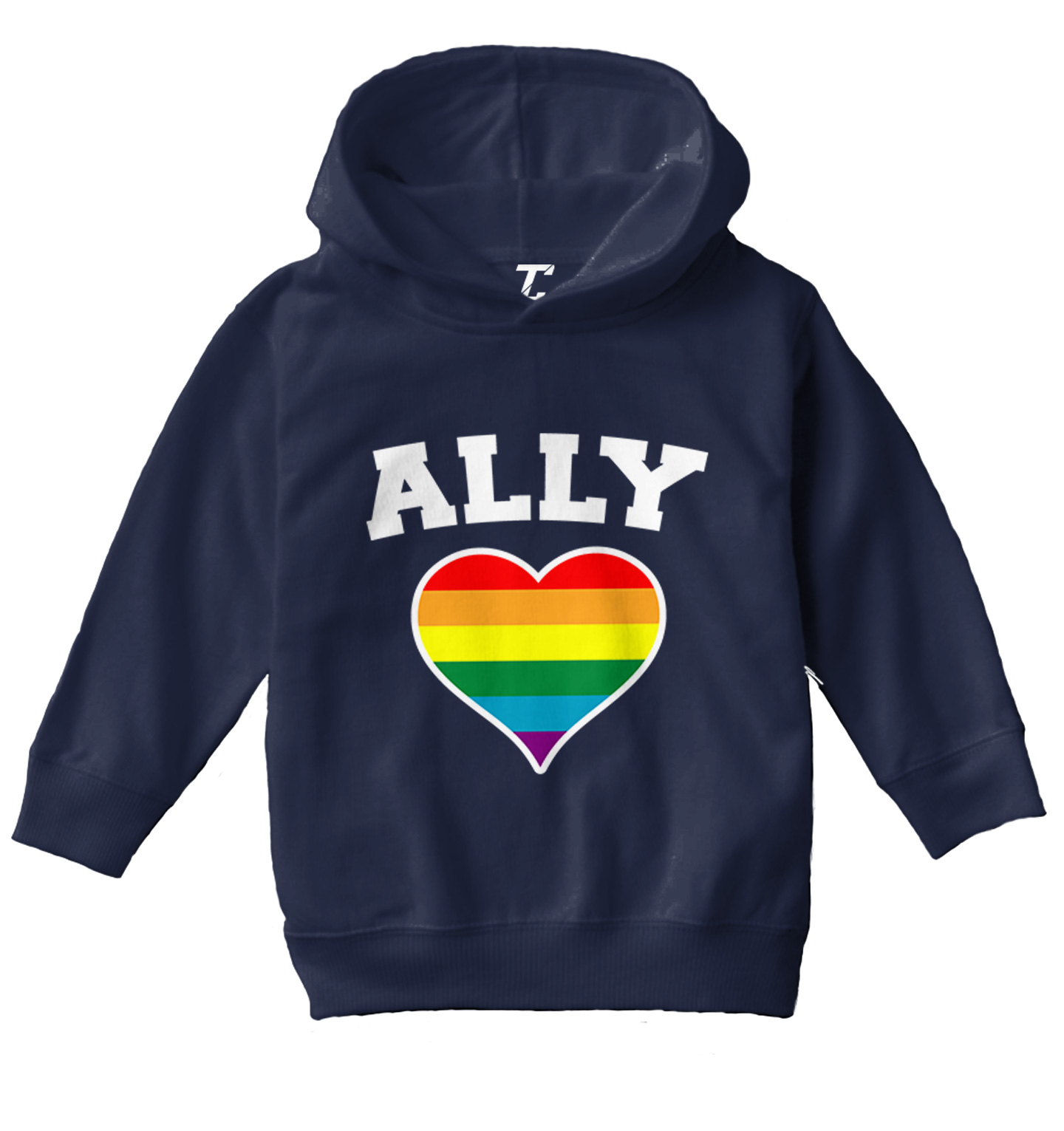 Ally Rainbow Heart - LGBTQ Pride Support Love Is Love Toddler/Youth Hoodie - Picture 7 of 12