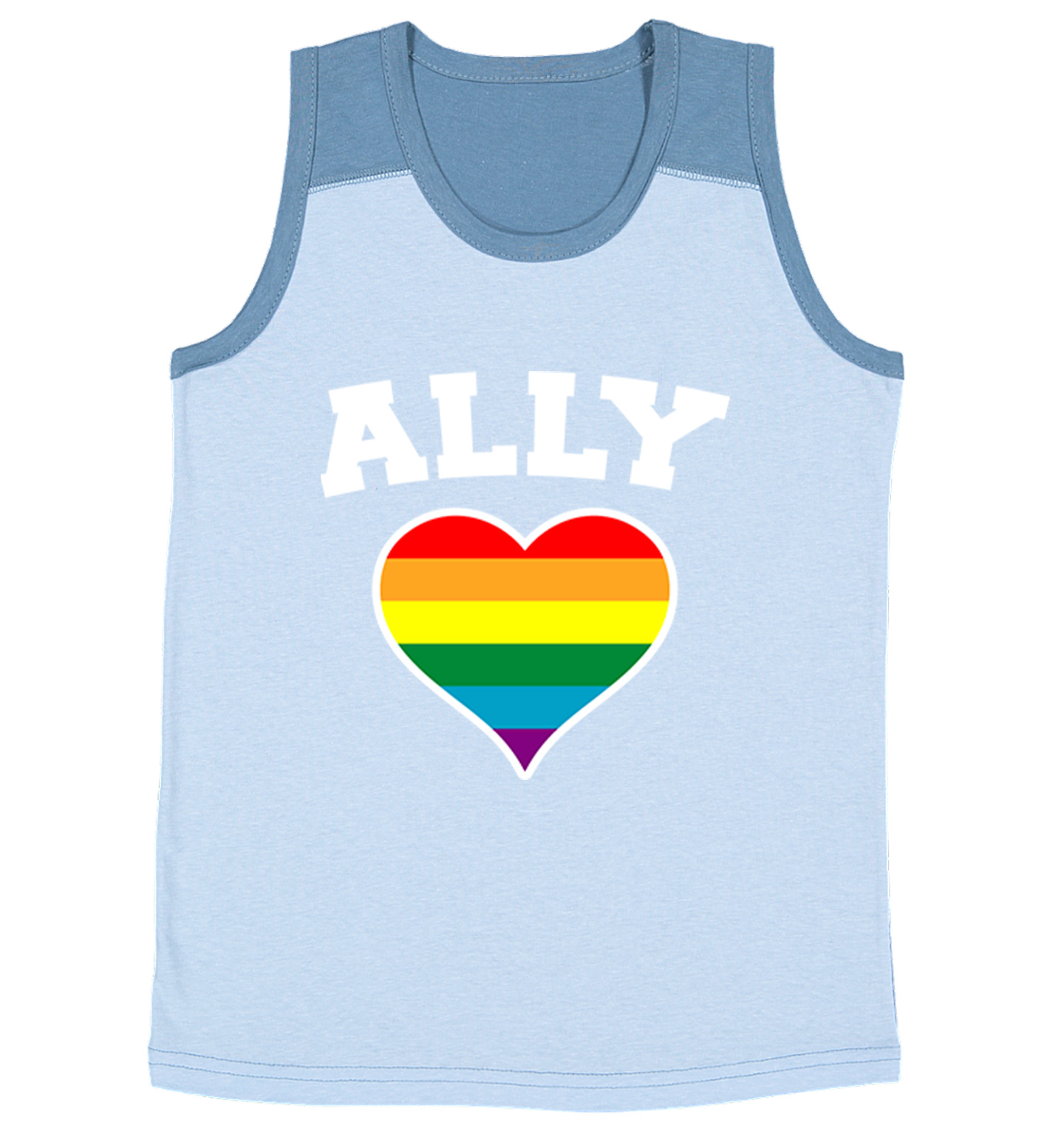 Ally Rainbow Heart - LGBTQ Pride Support Love Is Love Youth Contrast Tank Top - Picture 4 of 7