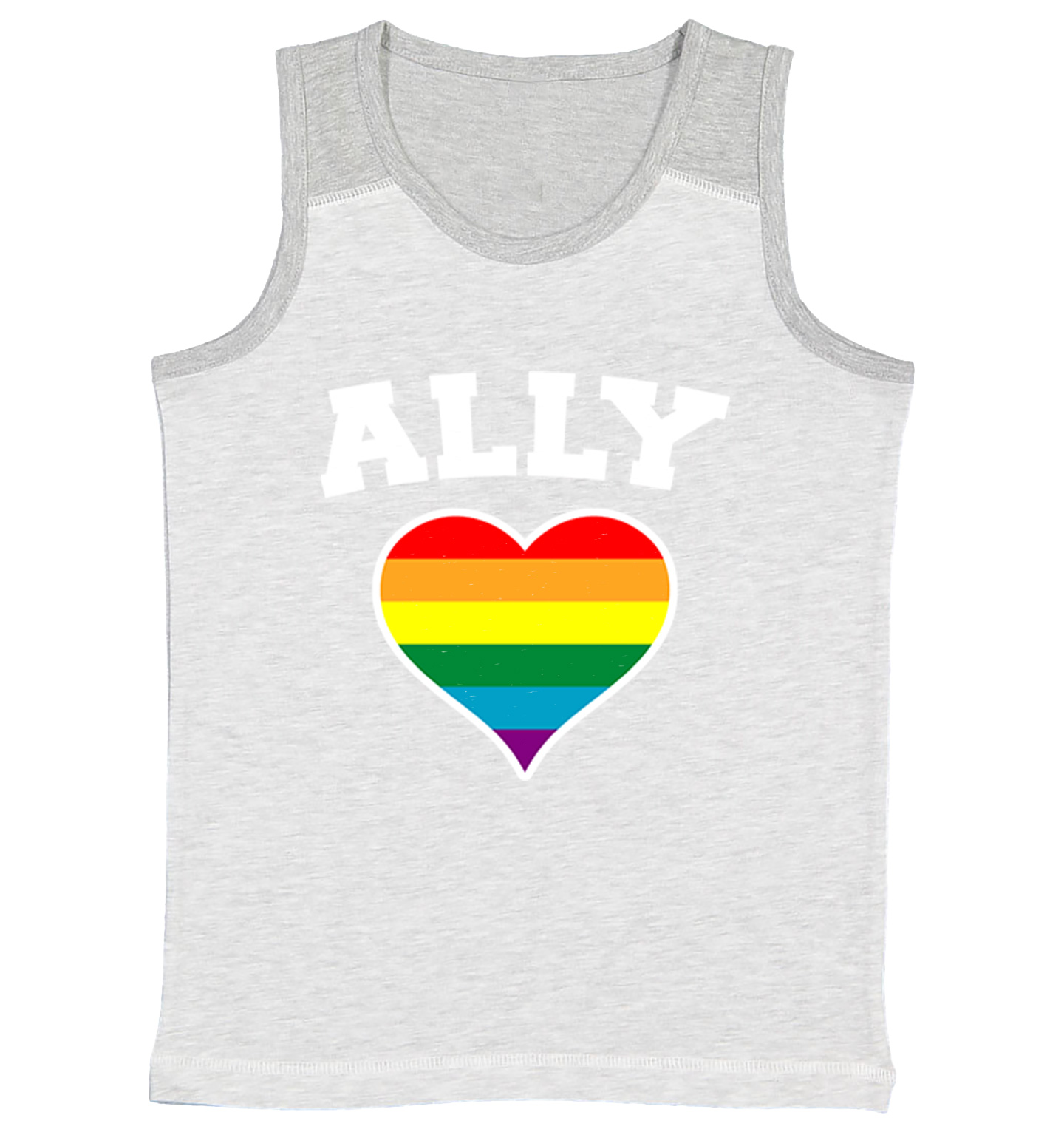 Ally Rainbow Heart - LGBTQ Pride Support Love Is Love Youth Contrast Tank Top - Picture 5 of 7